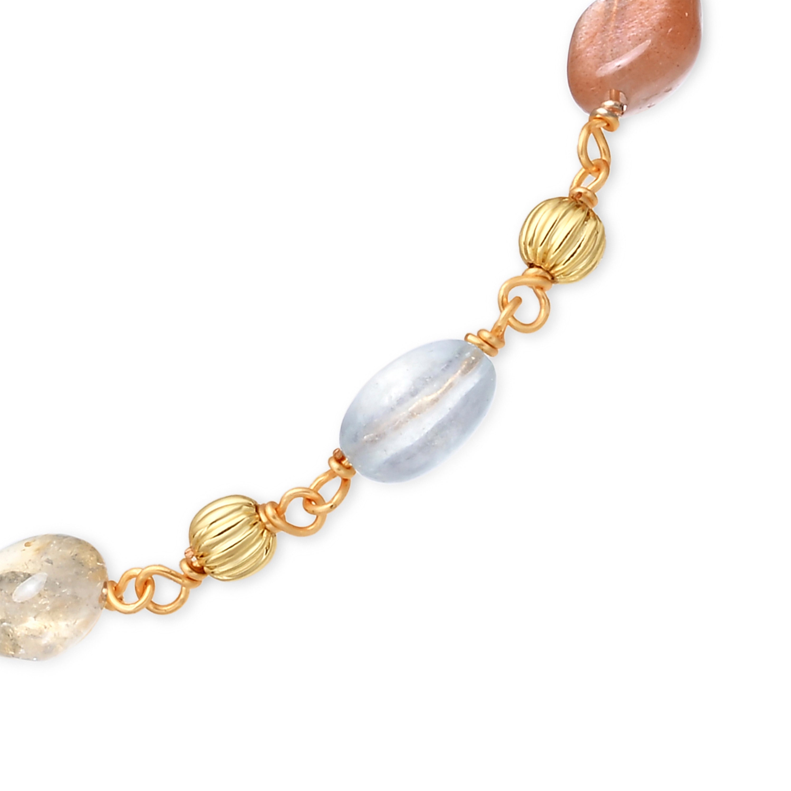 925 Sterling Silver and Multicolor Natural Stone Bracelet with 18k Yellow Gold Finish - Sariel