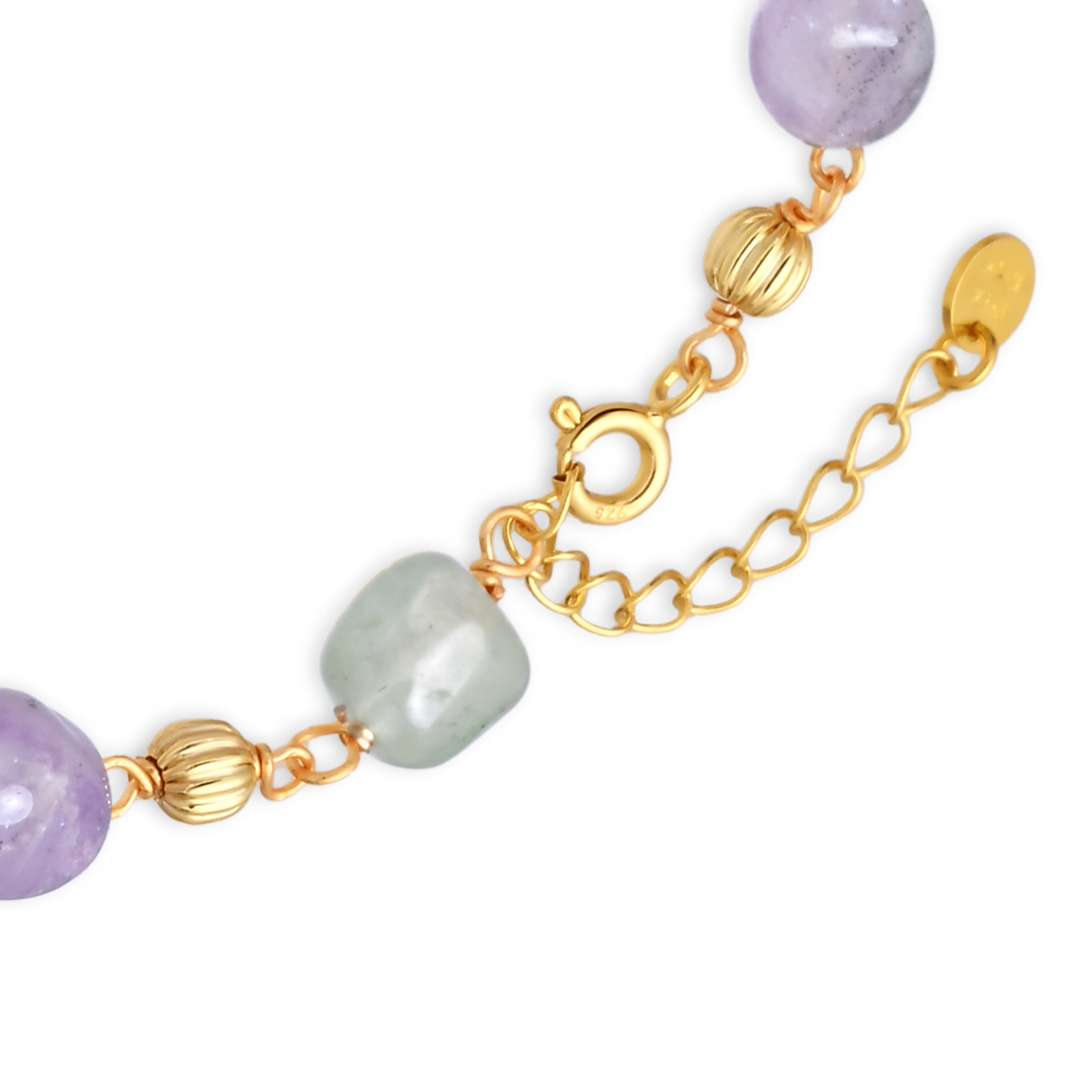 925 Sterling Silver and Multicolor Natural Stone Bracelet with 18k Yellow Gold Finish - Sariel