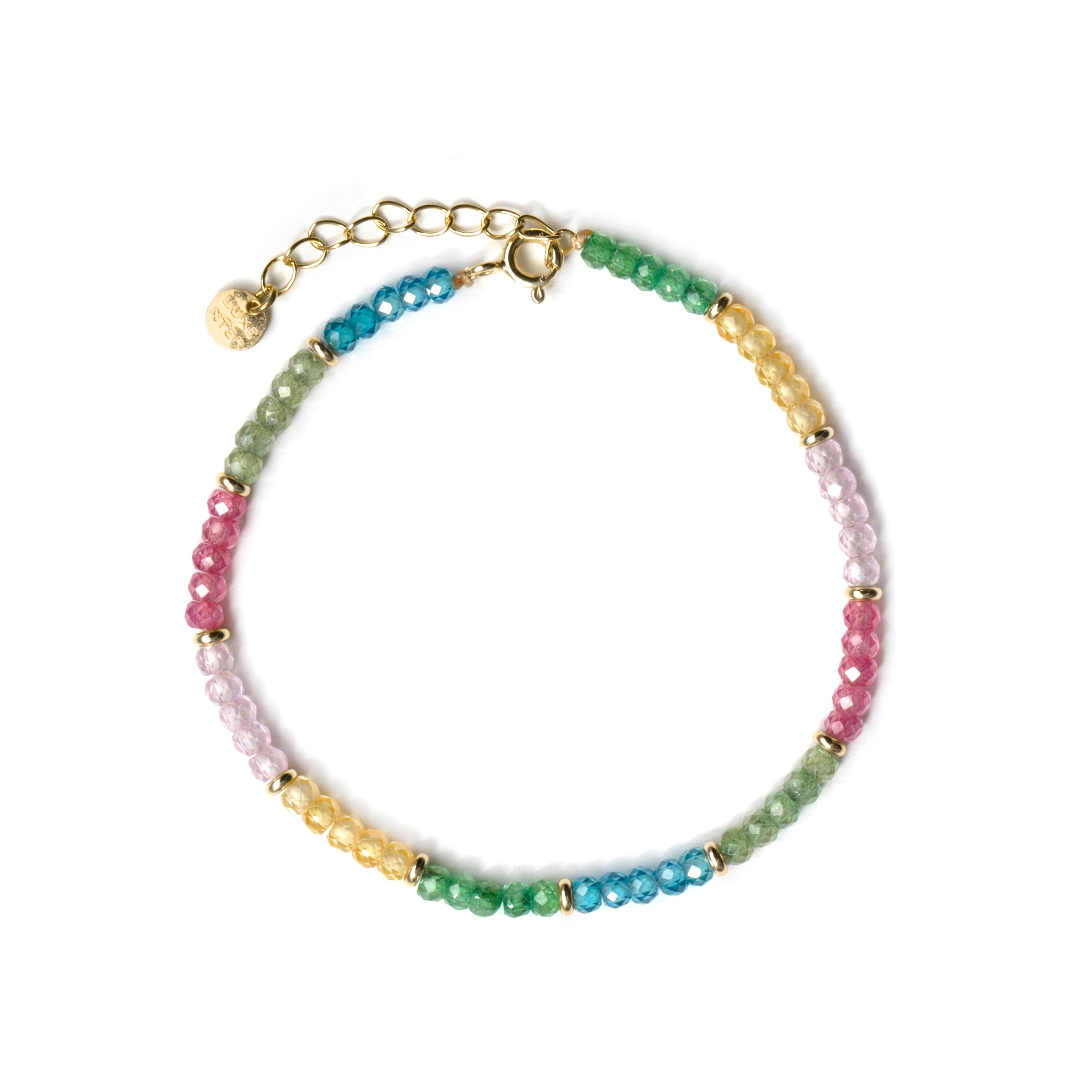 925 Sterling Silver and Multicolor Crystal Bracelet with 18k Yellow Gold Plating - Shusau