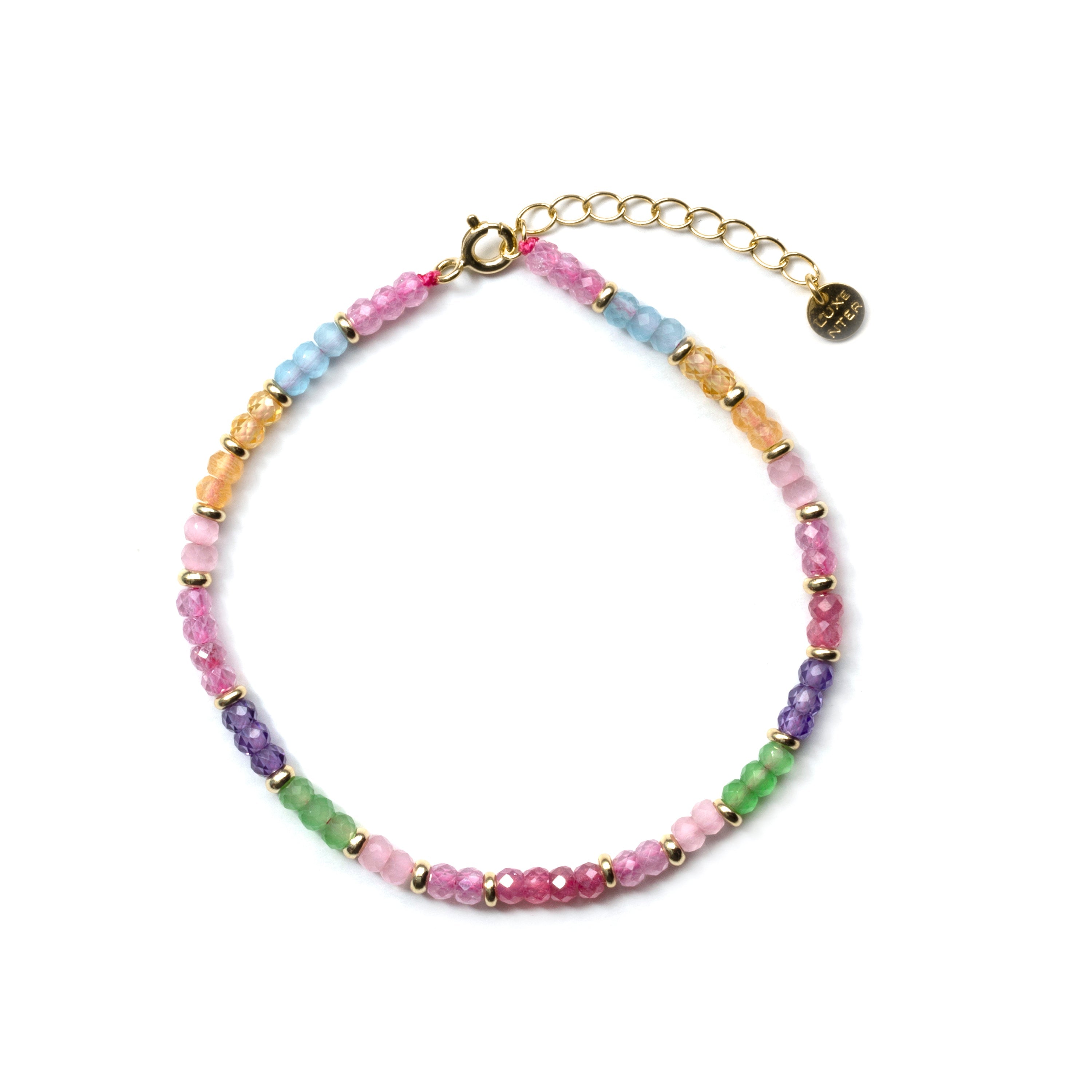 925 Sterling Silver Multicolor Zircon Bracelet with 18k Yellow Gold Finish - Zograx