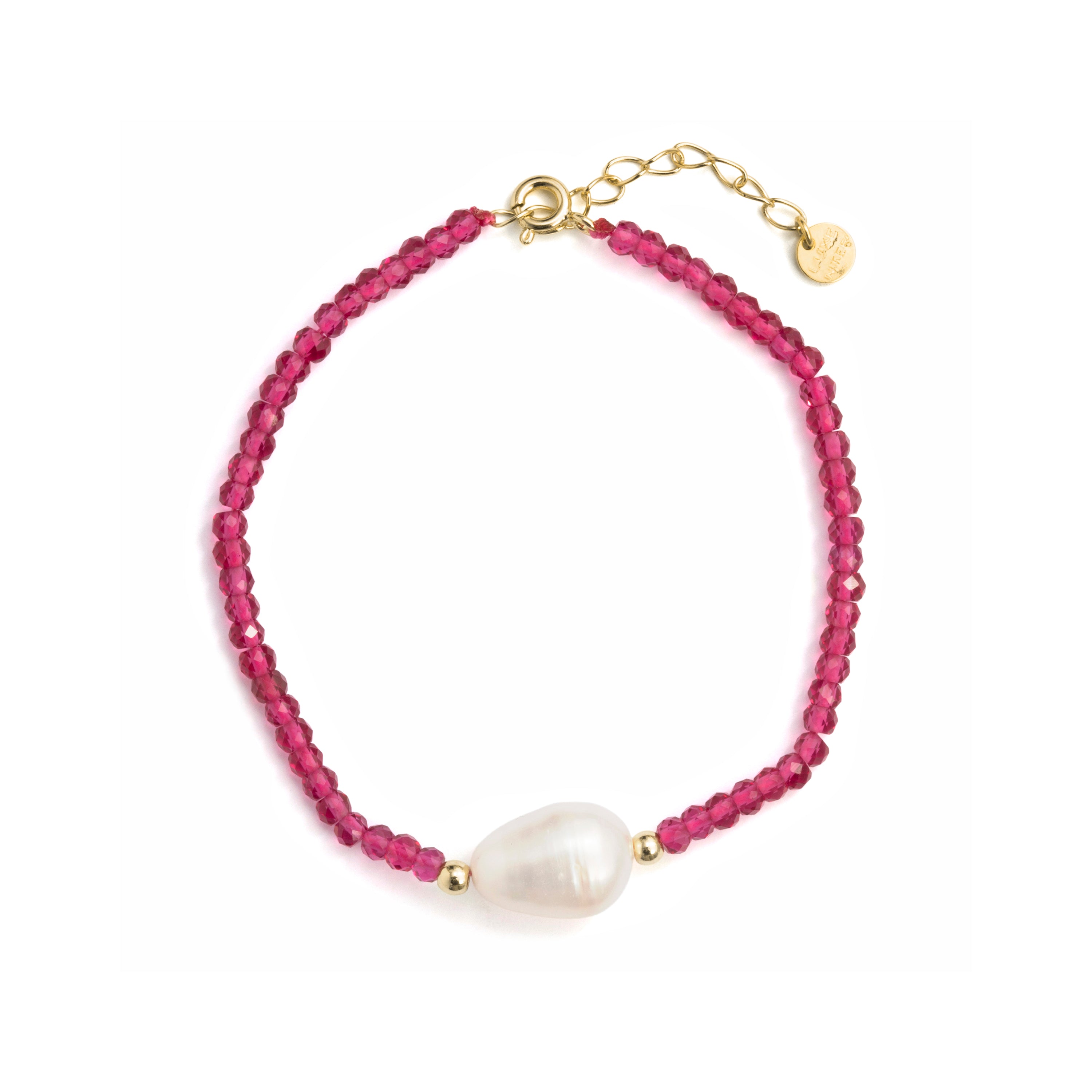 925 Sterling Silver Bracelet with Pink Zirconia and 18k Yellow Gold finish - Druna