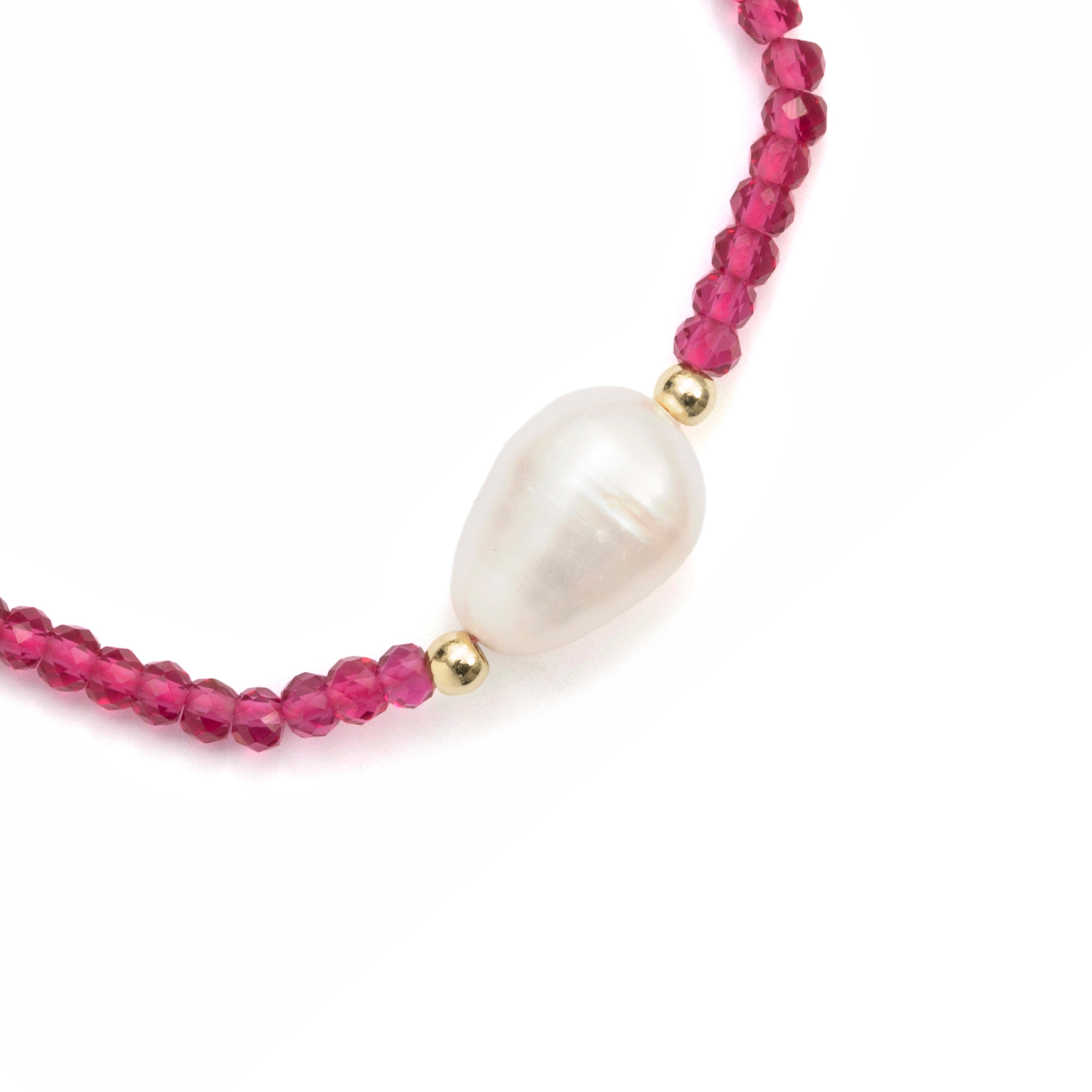 925 Sterling Silver Bracelet with Pink Zirconia and 18k Yellow Gold finish - Druna