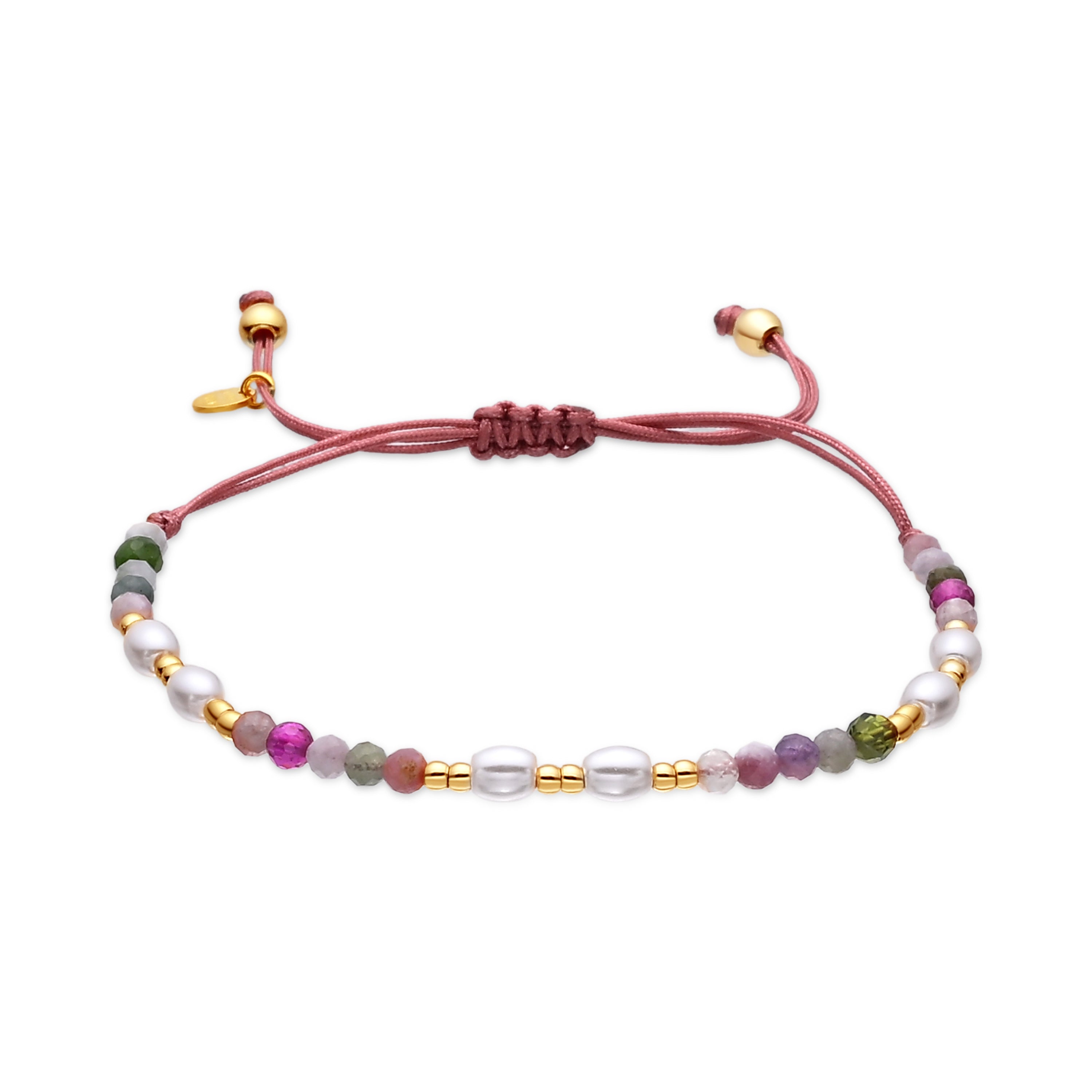 925 Sterling Silver and Multicolor Tourmaline Bracelet with 18k Yellow Gold Finish - Gornus