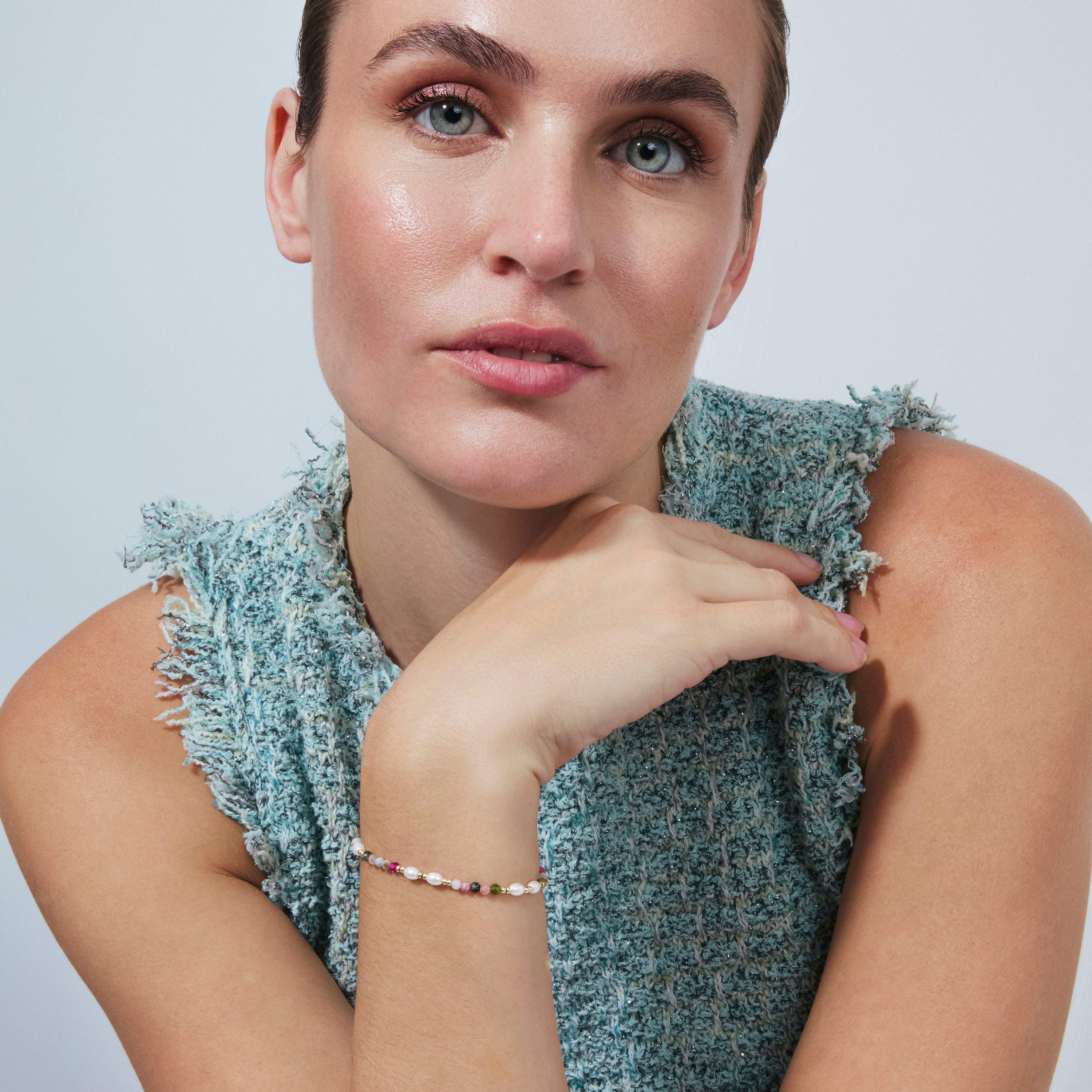 925 Sterling Silver and Multicolor Tourmaline Bracelet with 18k Yellow Gold Finish - Gornus