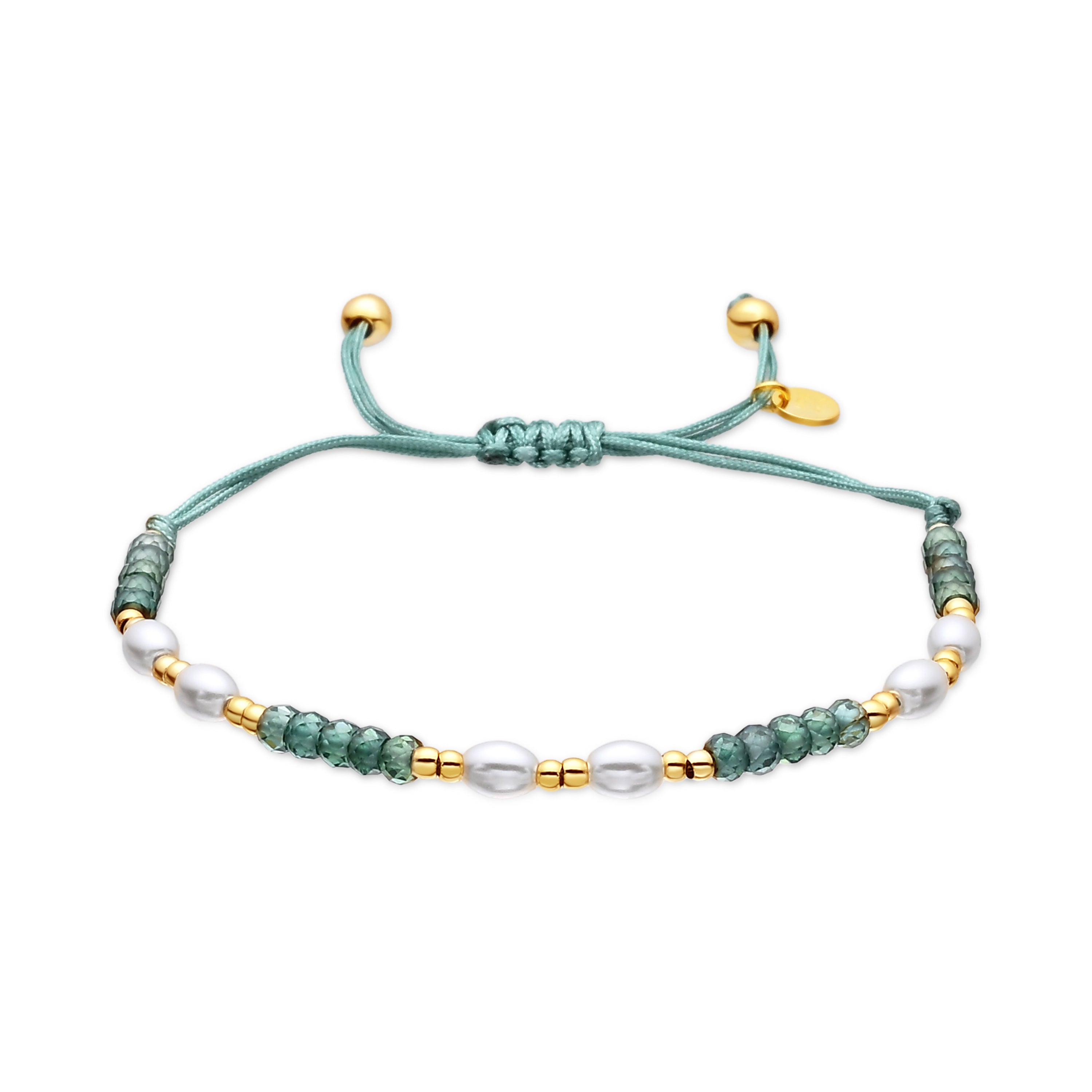 925 Sterling Silver and Green Zirconia Bracelet with 18k Yellow Gold Finish - Gornus