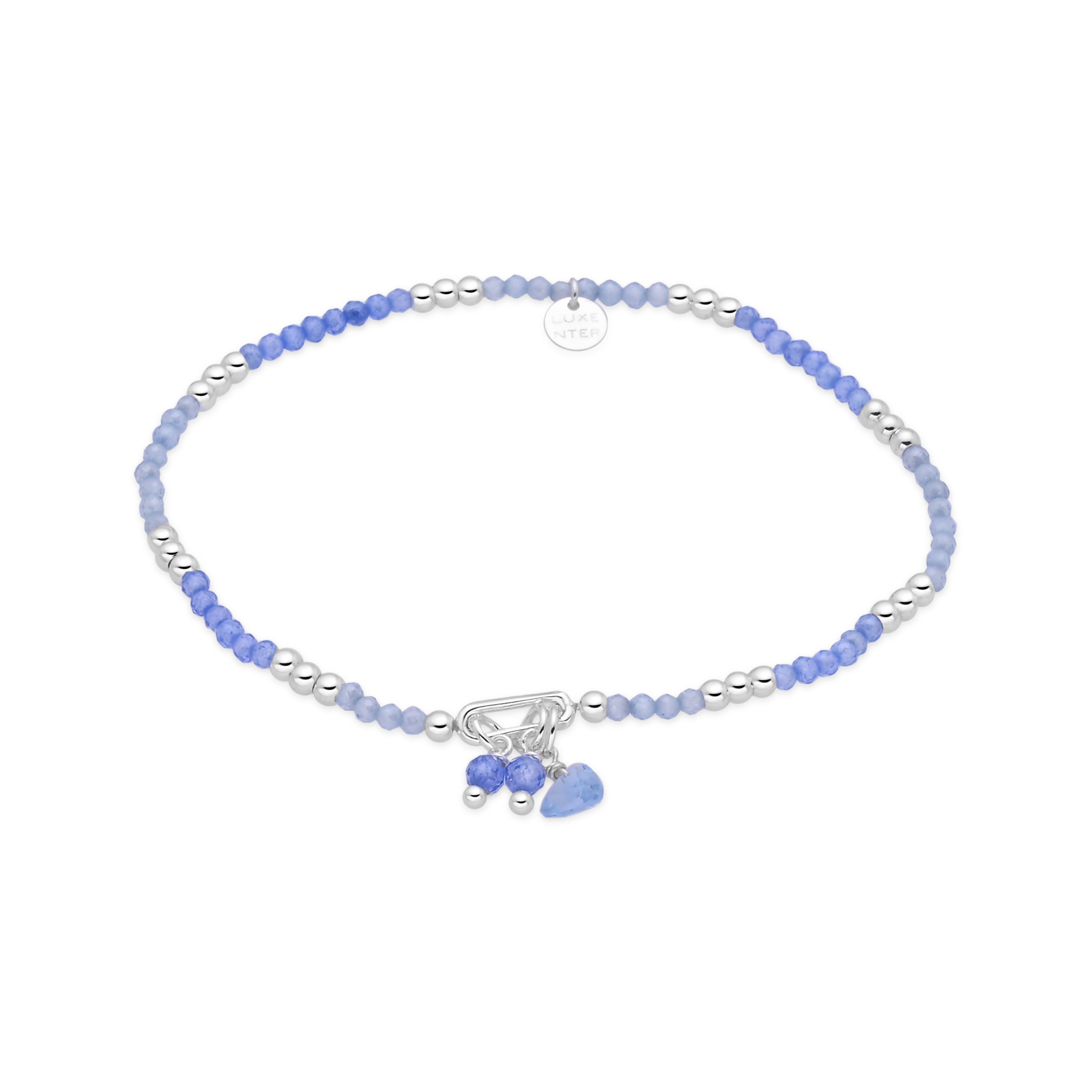 925 Sterling Silver Bracelet with Blue Crystal and Rhodium Finish - Ilkan