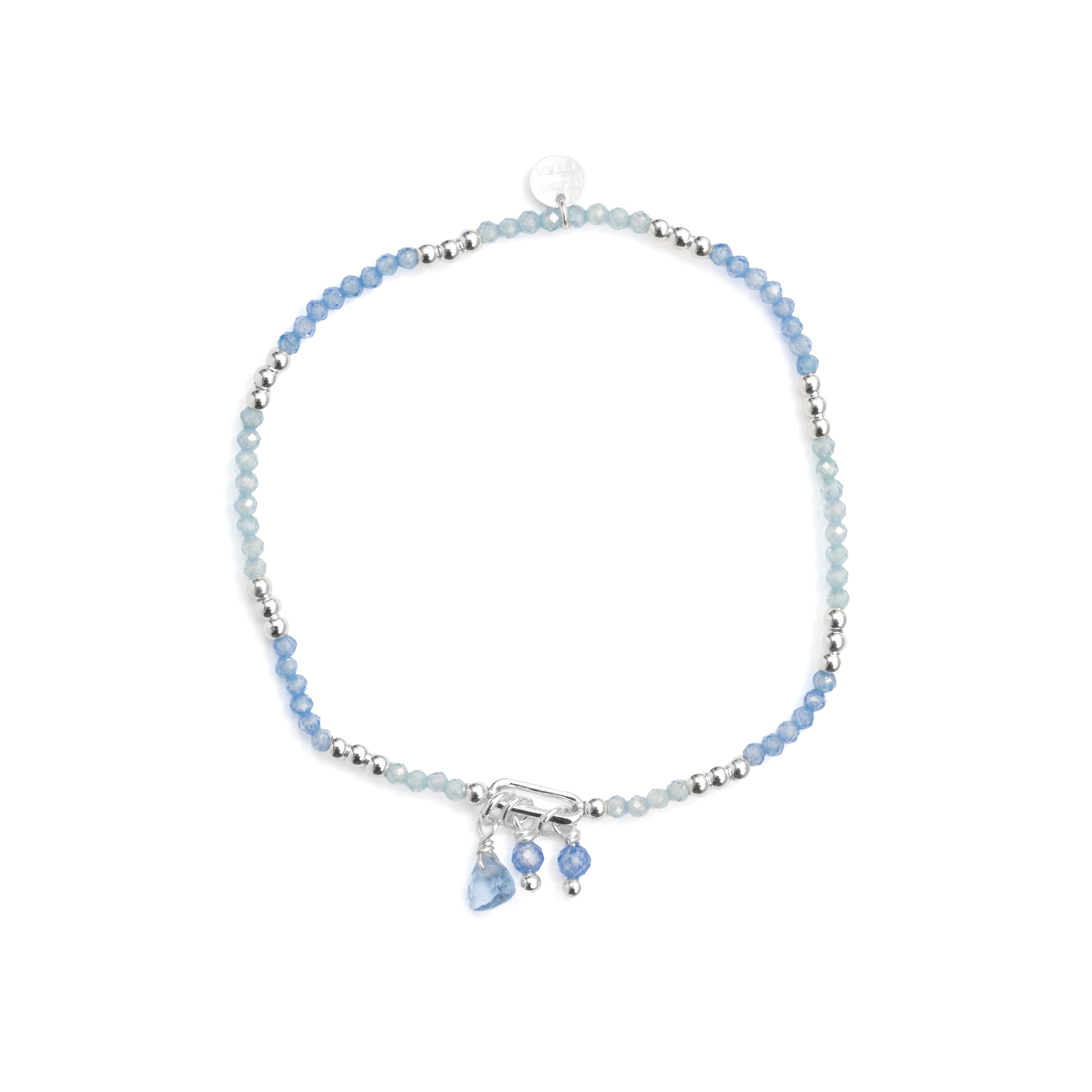 925 Sterling Silver Bracelet with Blue Crystal and Rhodium Finish - Ilkan