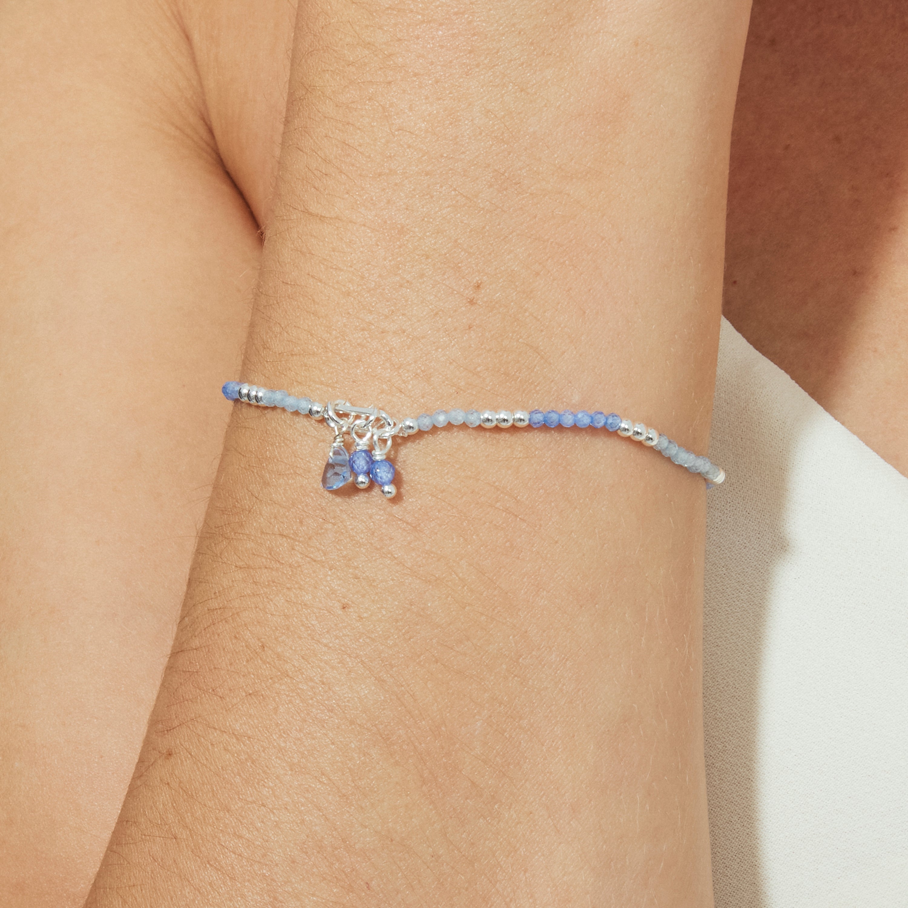 925 Sterling Silver Bracelet with Blue Crystal and Rhodium Finish - Ilkan