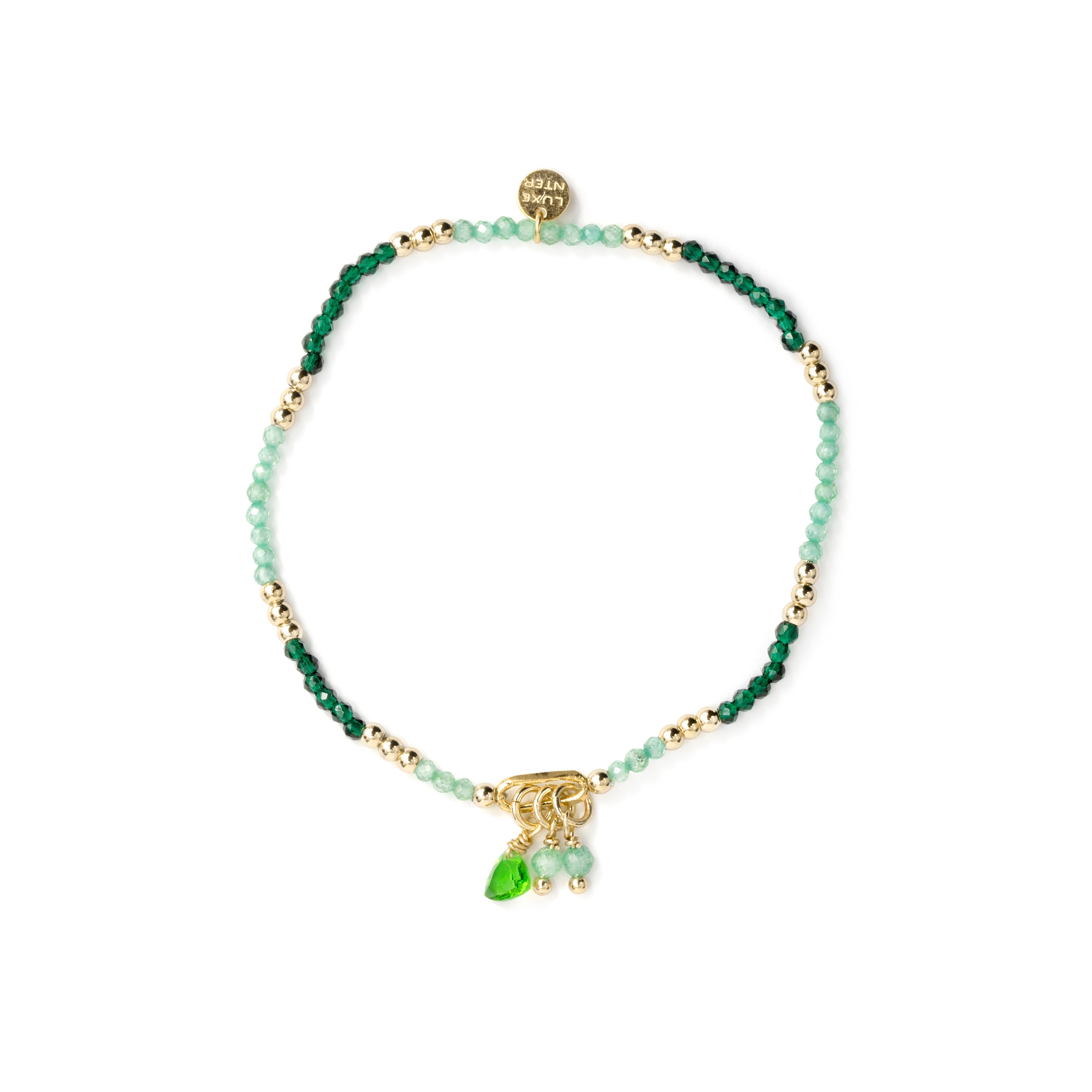 Sterling Silver 925 and Green Crystal bracelet with 18k yellow gold finish - Ilkan