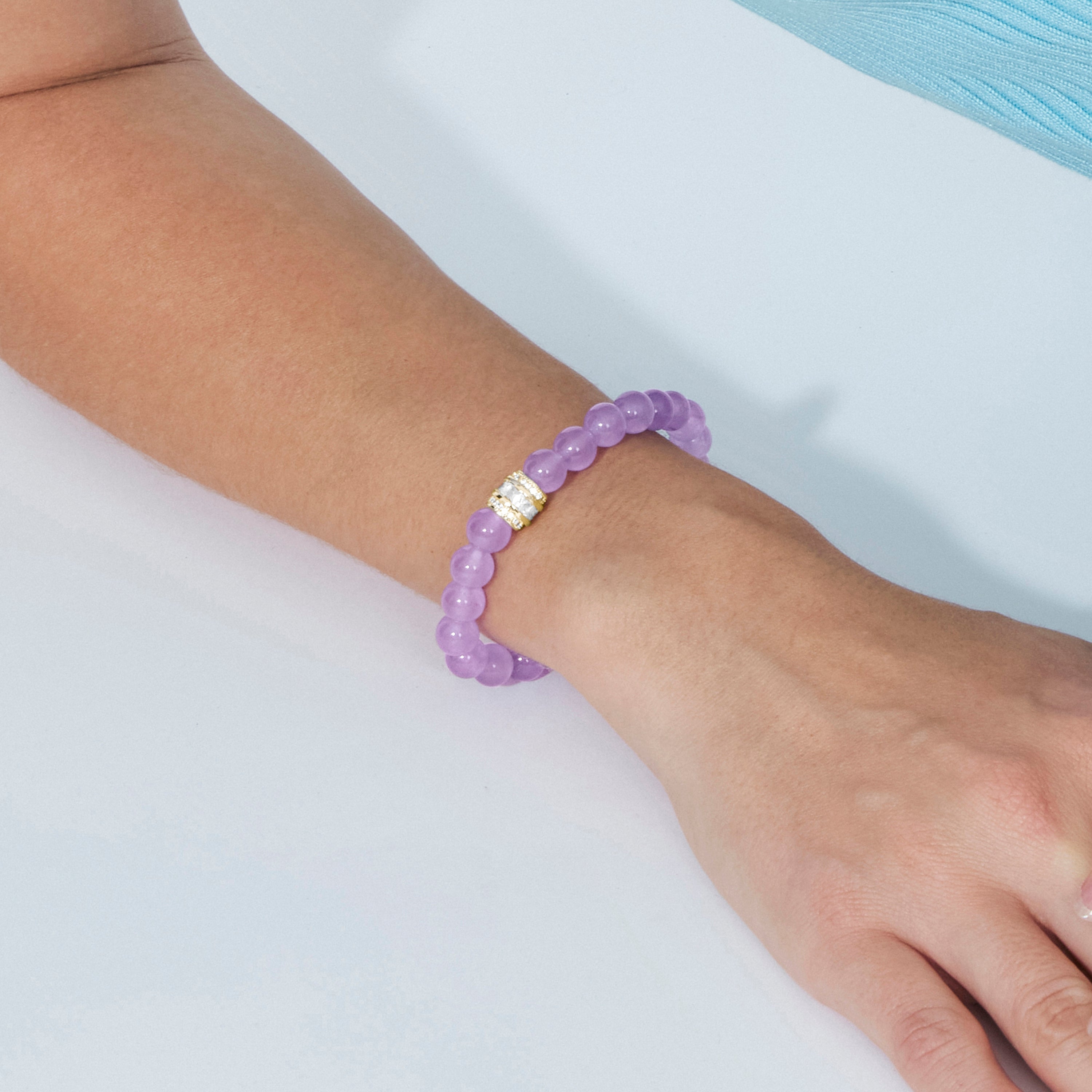 Pulsera de Plata de Ley 925 y Amatista Natural Clara acabado en oro amarillo de 18k - Teiga
