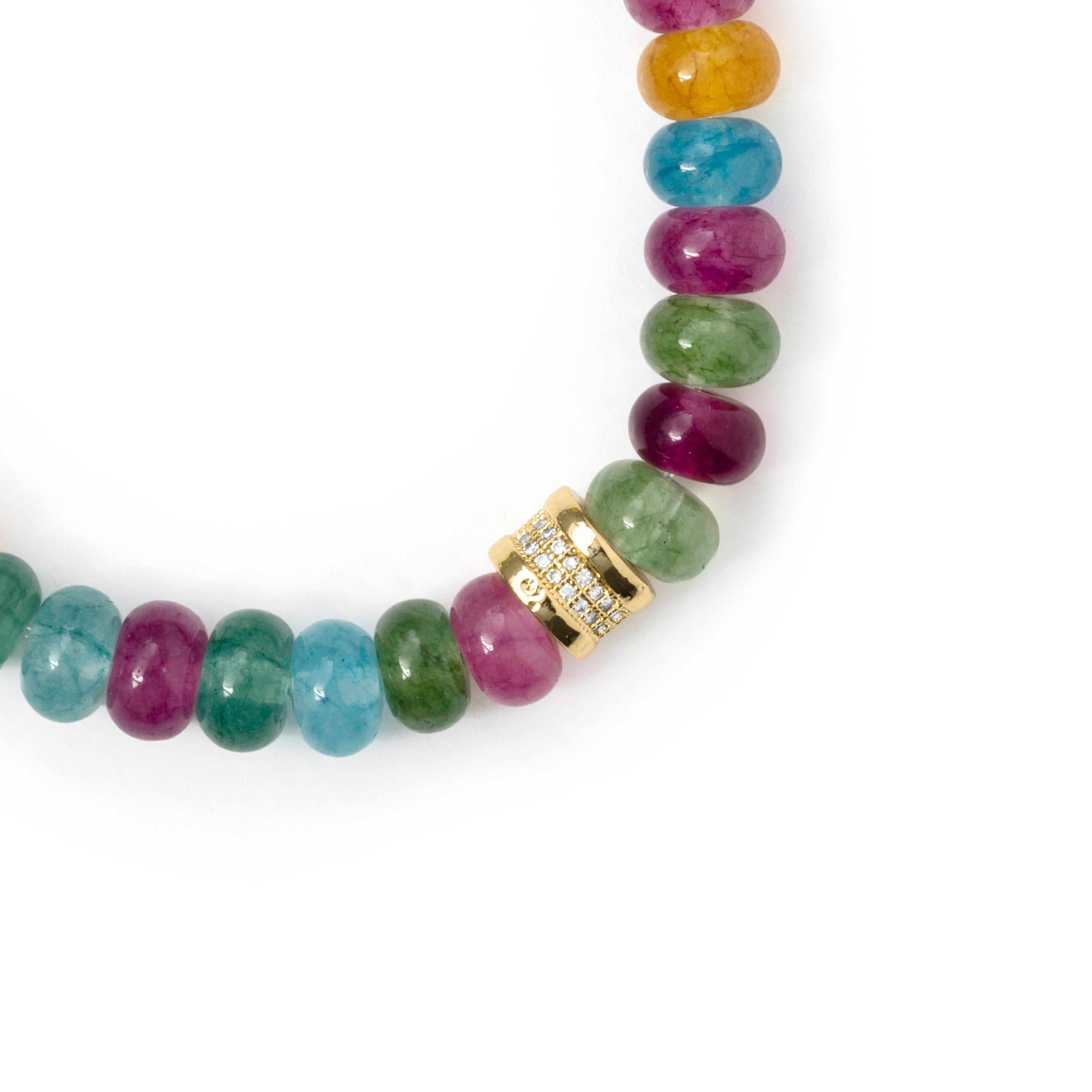 925 Sterling Silver and Multicolor Crystal Bracelet with 18k Yellow Gold Finish - Omke