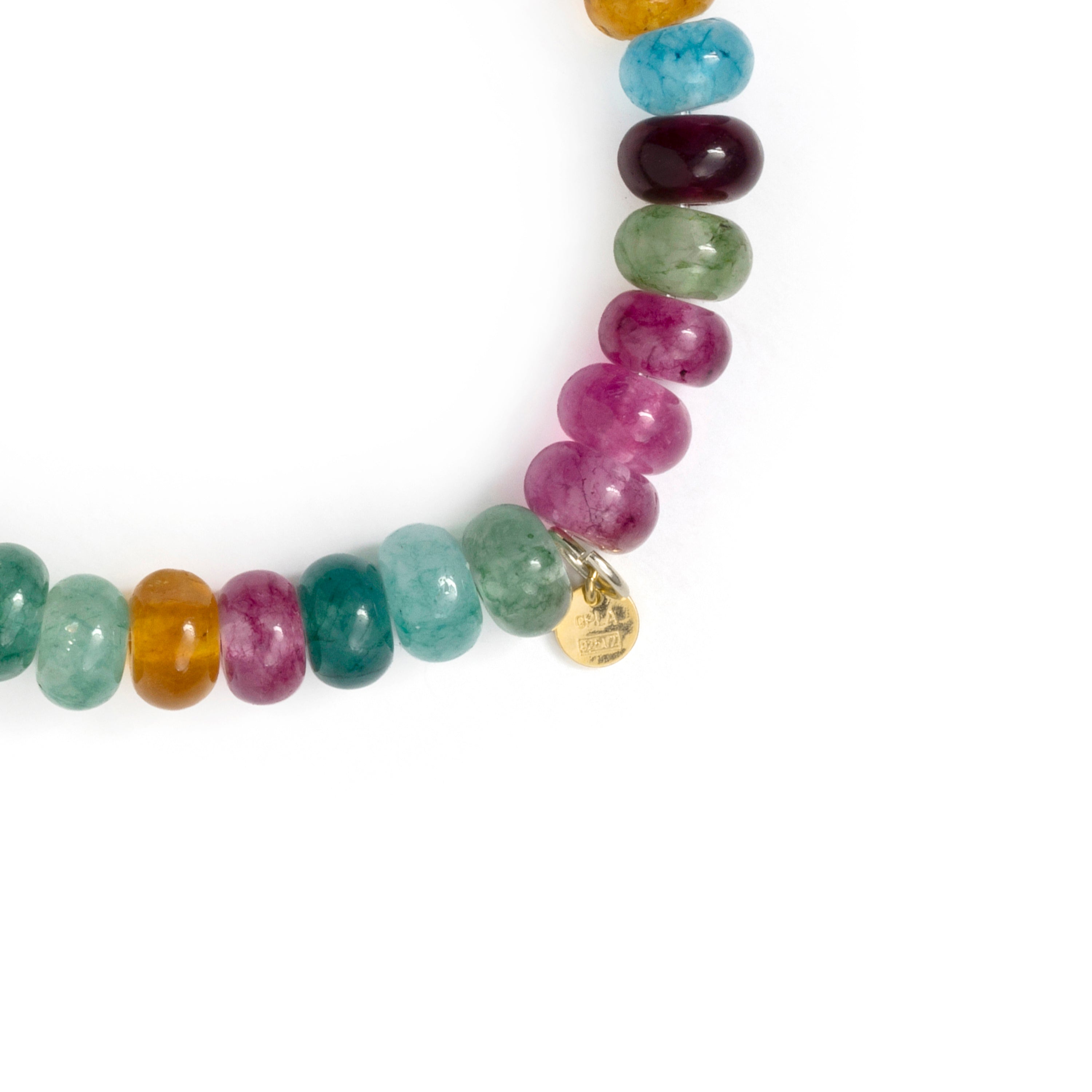 925 Sterling Silver and Multicolor Crystal Bracelet with 18k Yellow Gold Finish - Omke