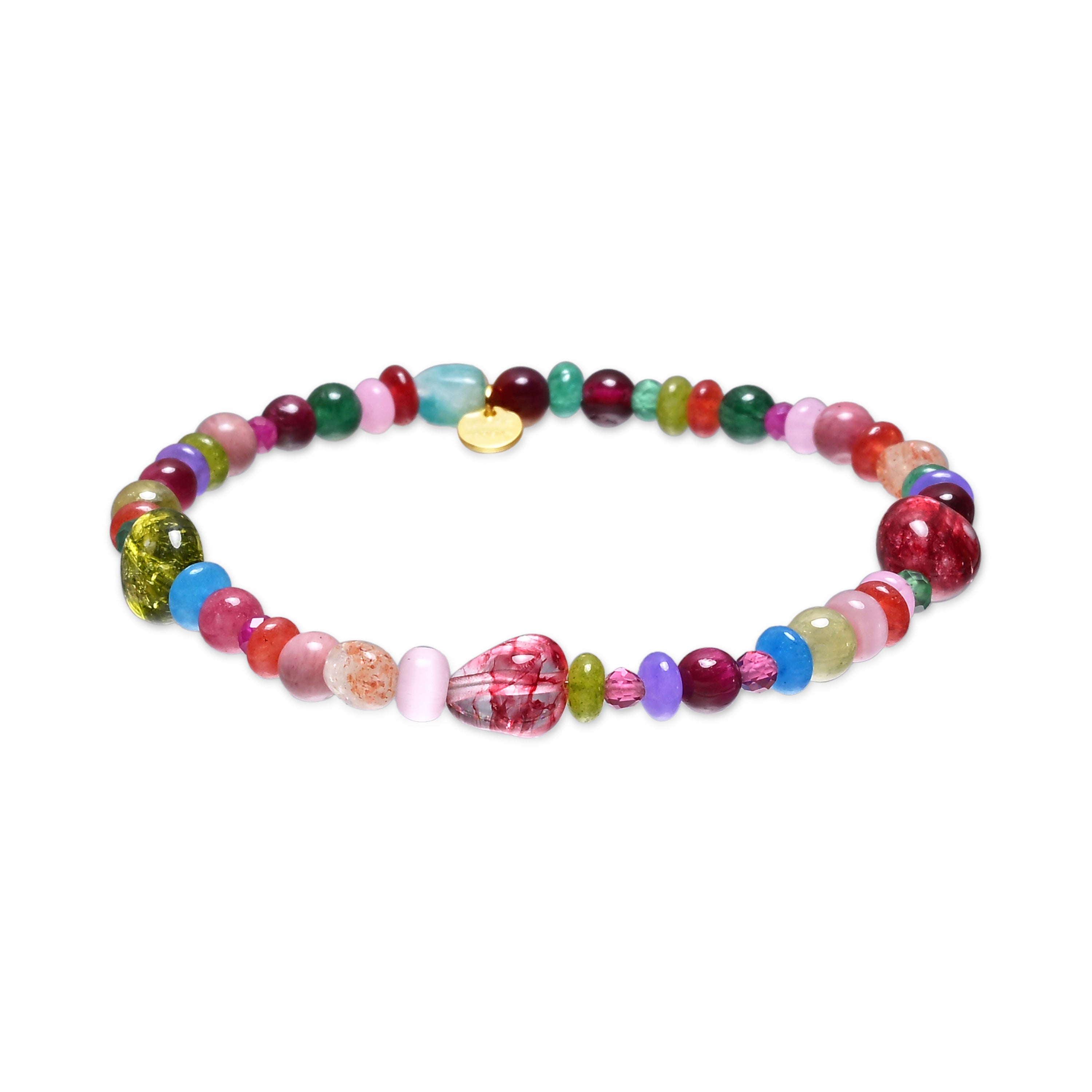 925 Sterling Silver Bracelet with Multicolor Crystal, finished in 18k yellow gold - Nalmo