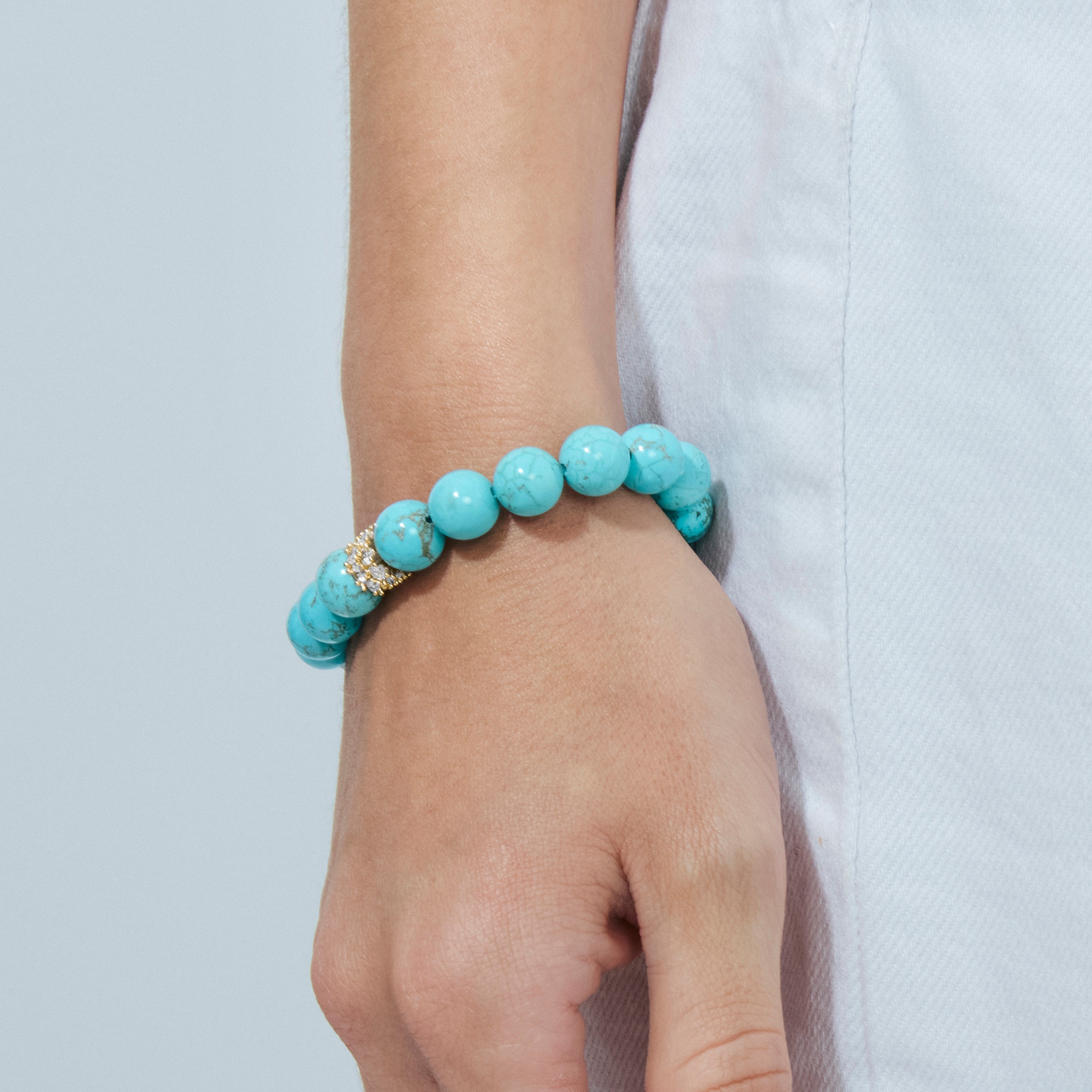 Turquoise bracelet in 18k yellow gold finish - Mistan