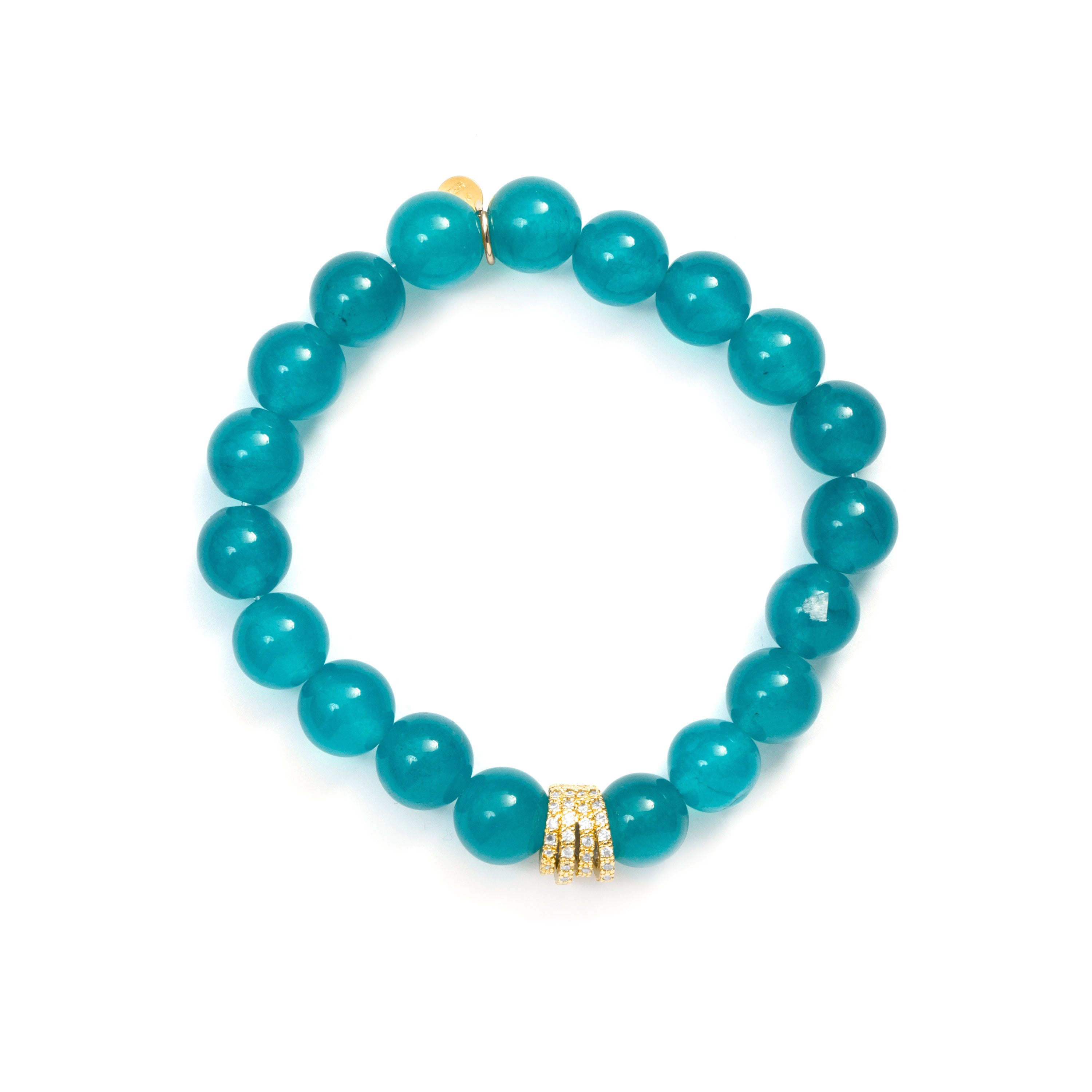 Sterling Silver 925 Bracelet with Blue Crystal and 18k Yellow Gold Finish - Tekin