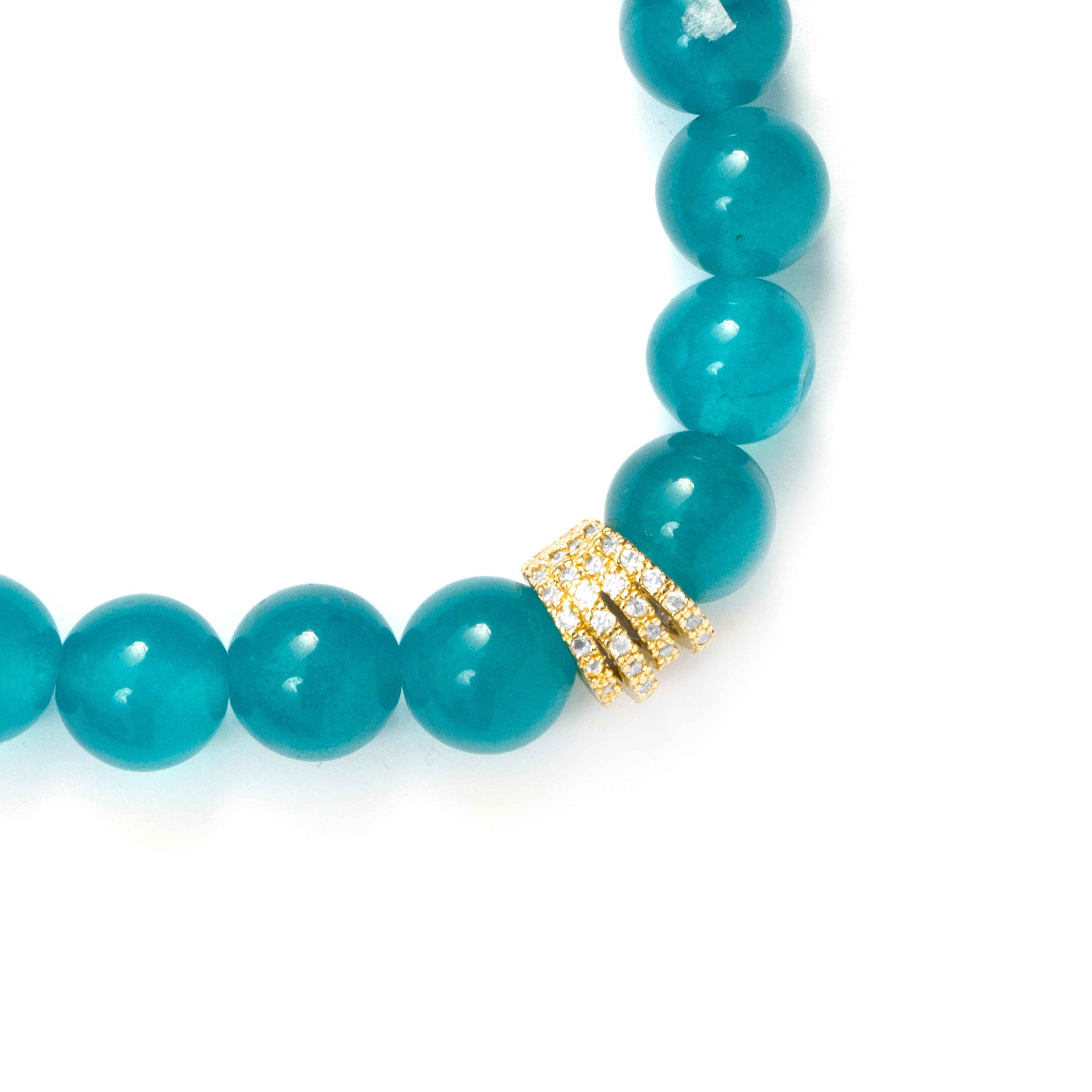 Sterling Silver 925 Bracelet with Blue Crystal and 18k Yellow Gold Finish - Tekin