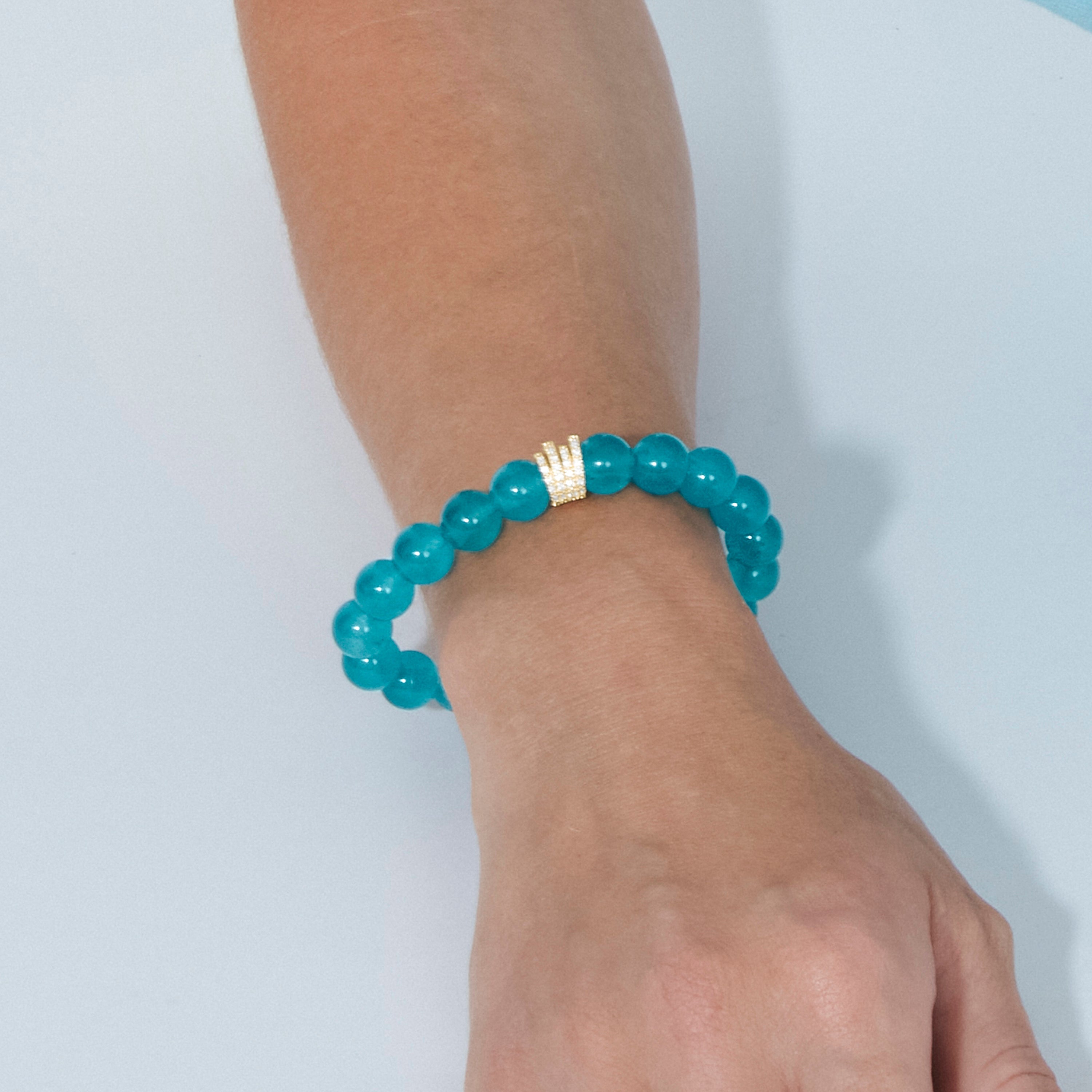 Sterling Silver 925 Bracelet with Blue Crystal and 18k Yellow Gold Finish - Tekin