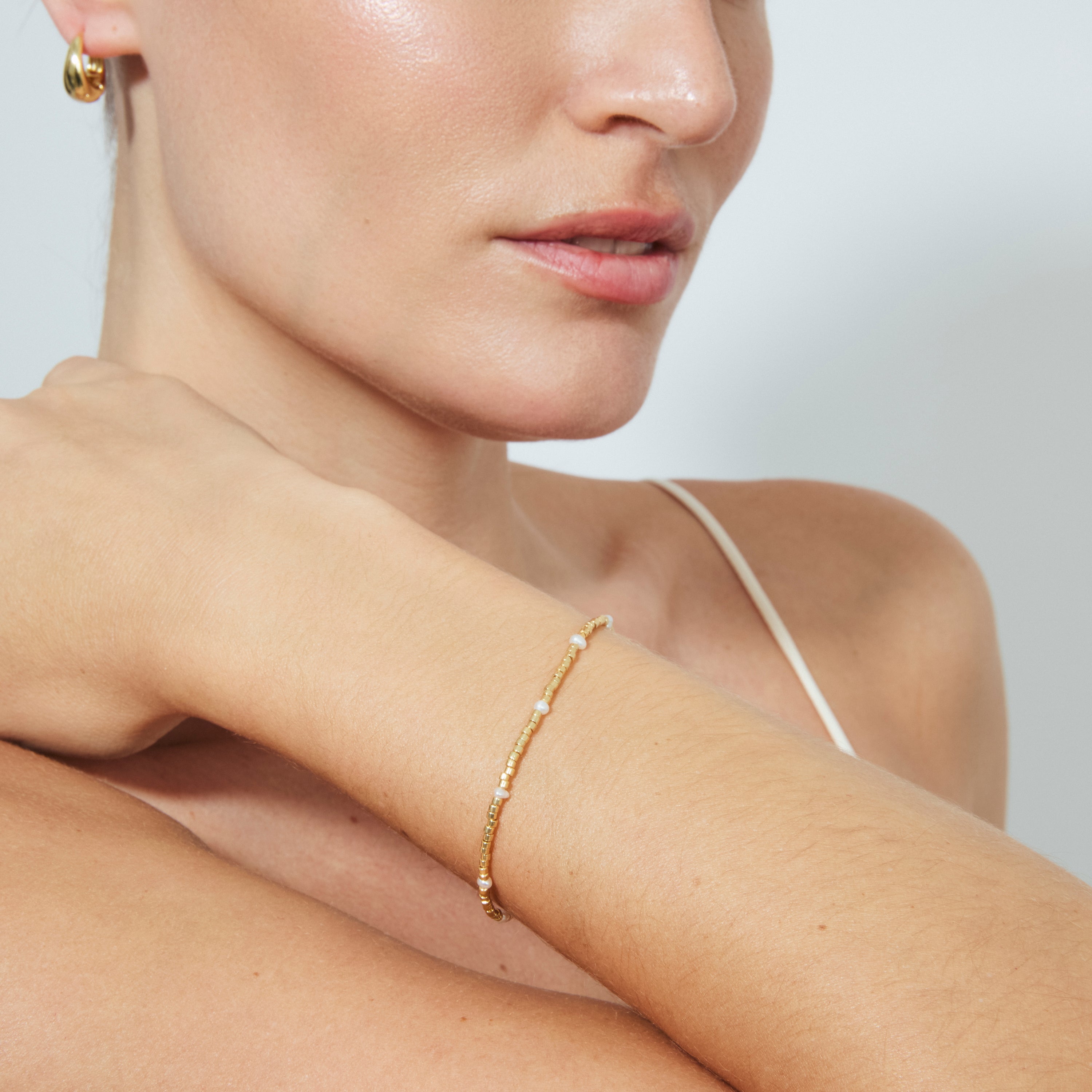 Sterling silver 925 bracelet with white lacquer, finished in 18k yellow gold - Fahkia
