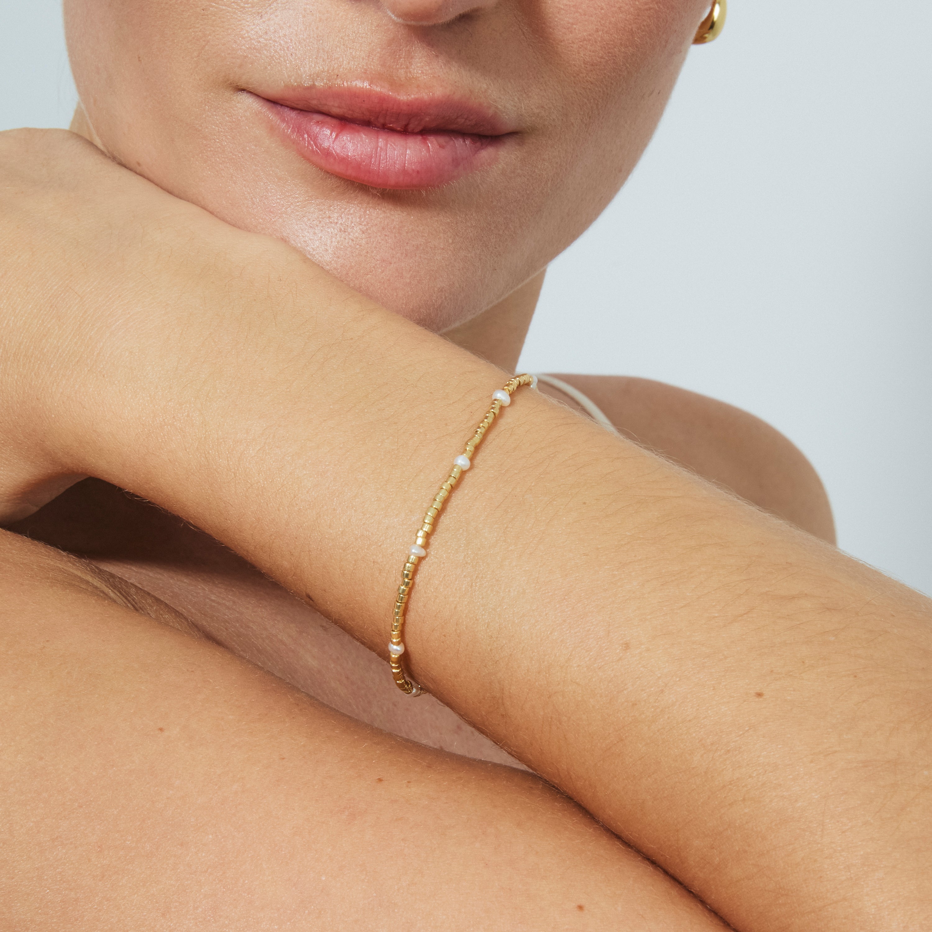 Sterling silver 925 bracelet with white lacquer, finished in 18k yellow gold - Fahkia