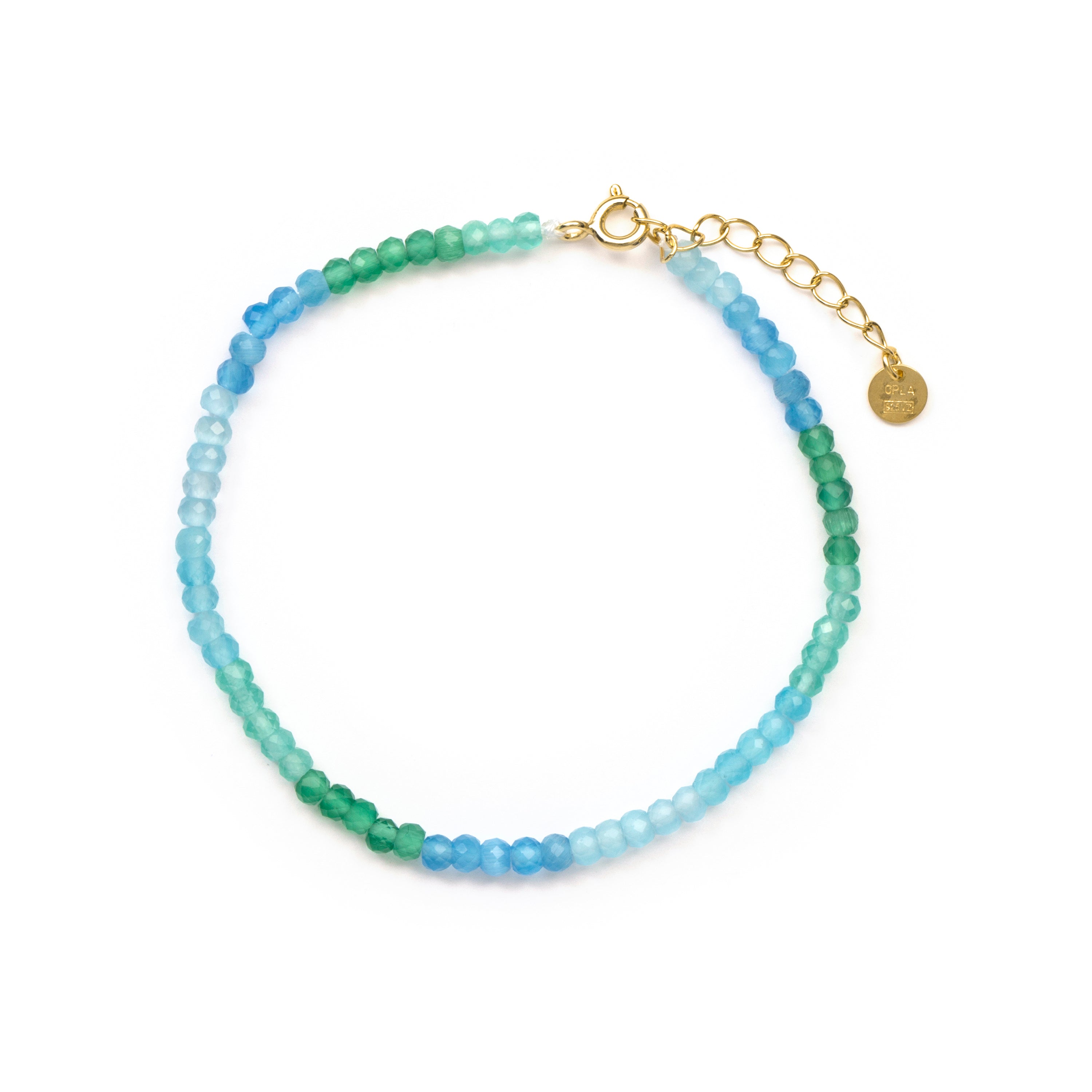 Pulsera de Plata de Ley 925 y Circonita Aguamarina acabado en oro amarillo de 18k - Saino
