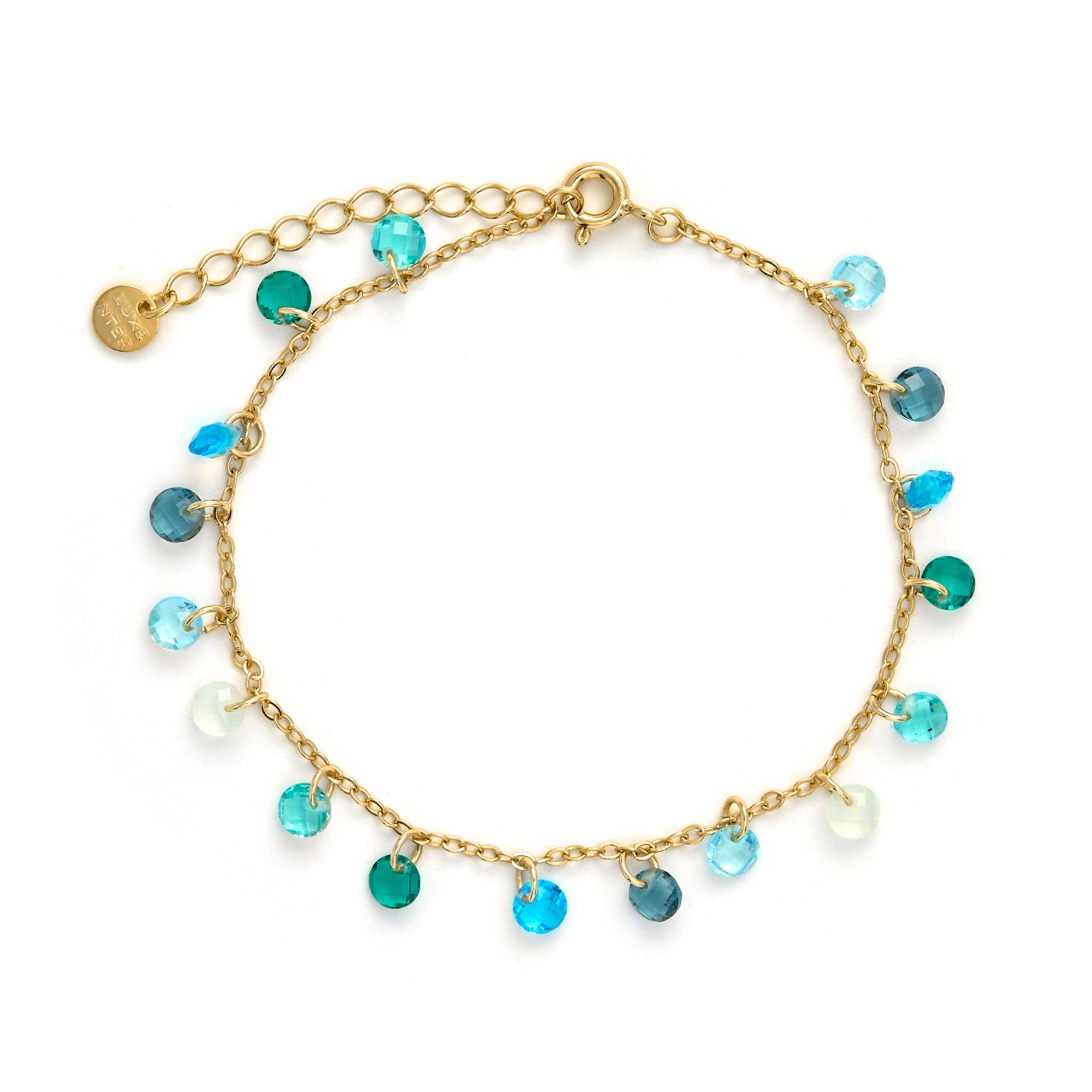 925 Sterling Silver Multicolor Zirconia Bracelet with 18k Yellow Gold Plating - Dorala