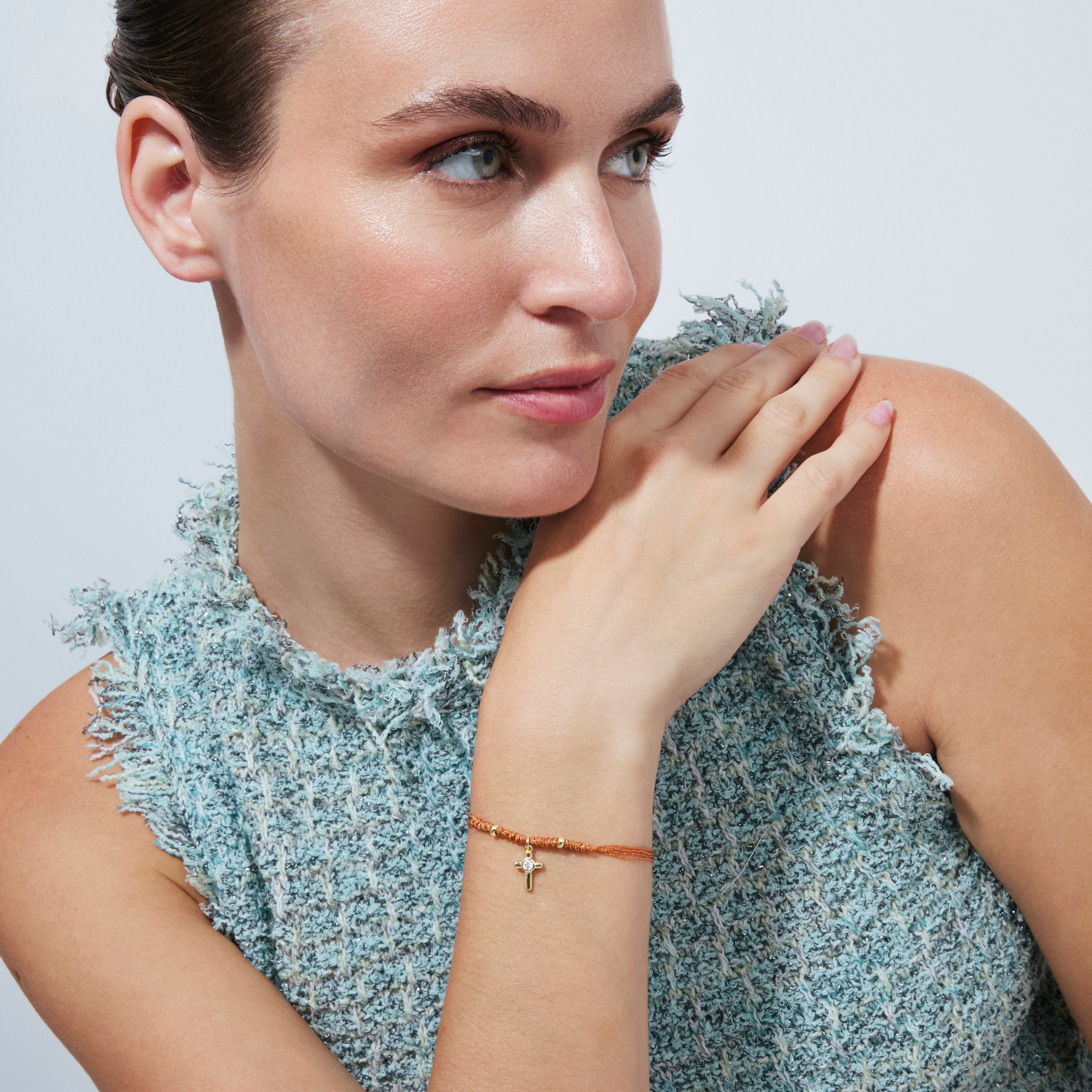 925 Sterling Silver Bracelet with Brilliant Zirconia, 18k Yellow Gold Plated - Imilca