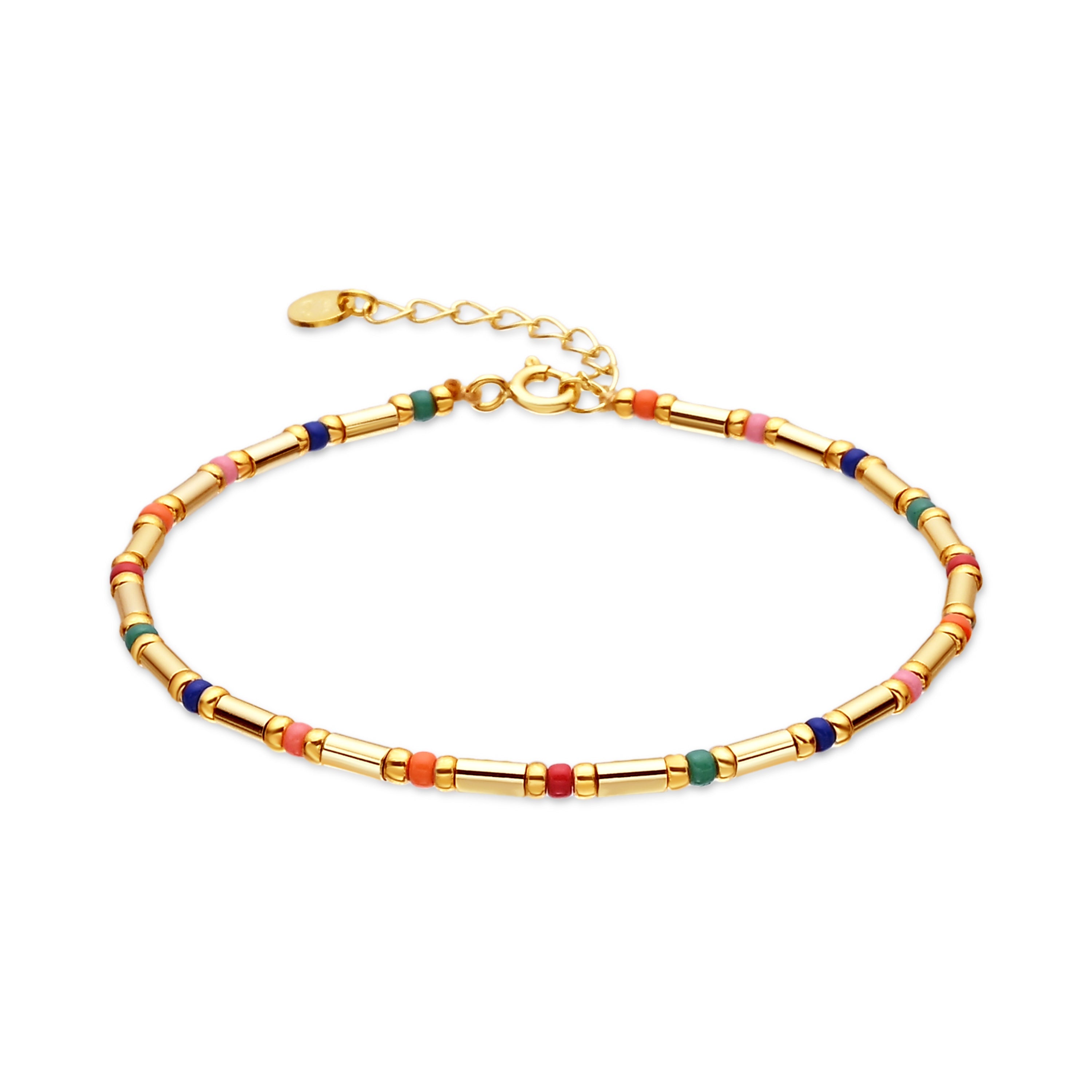 925 Sterling Silver and Multicolor Crystal Bracelet with 18k Yellow Gold Finish - Sharawi