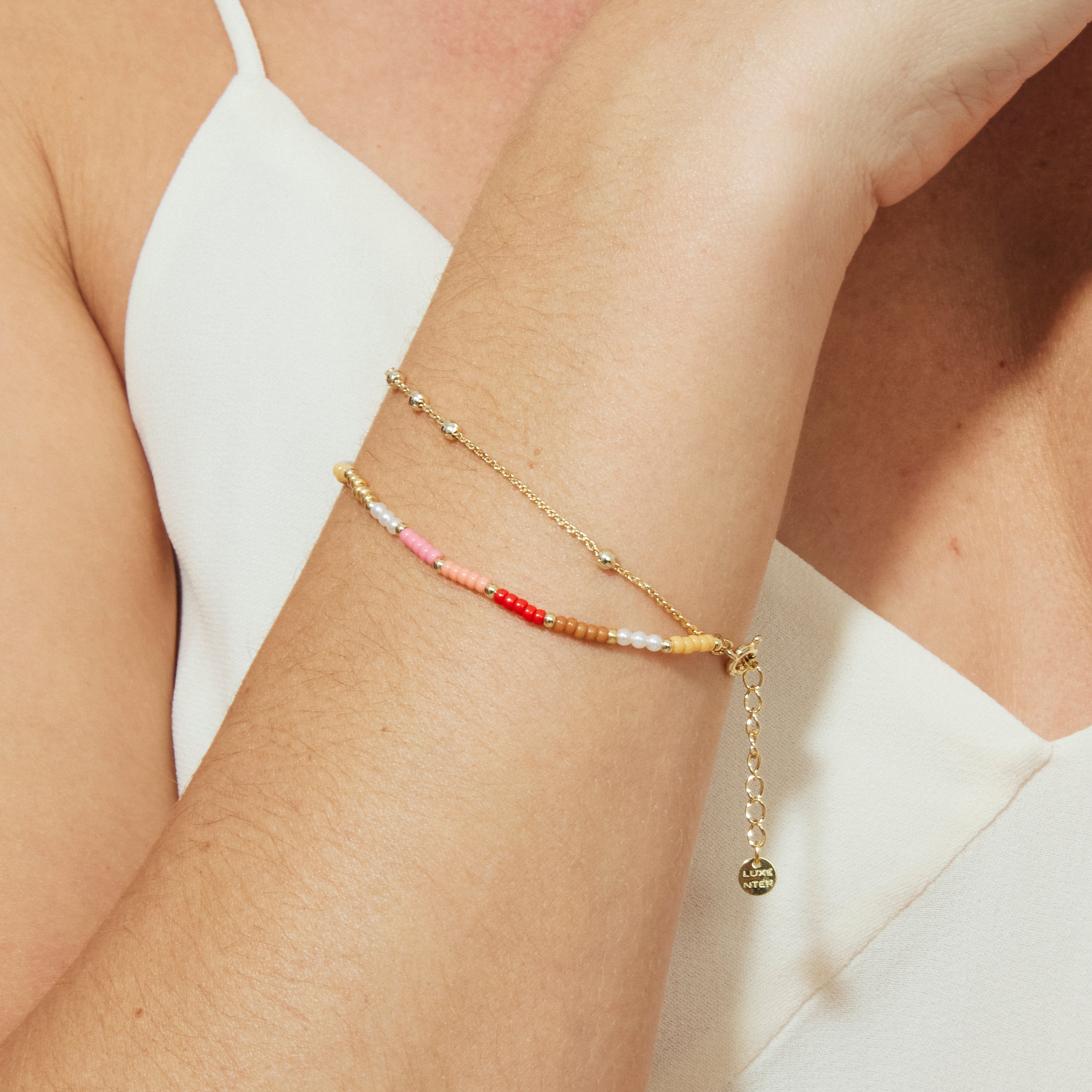 925 Sterling Silver and Multicolor Crystal Bracelet with 18k Yellow Gold Finish - Oru
