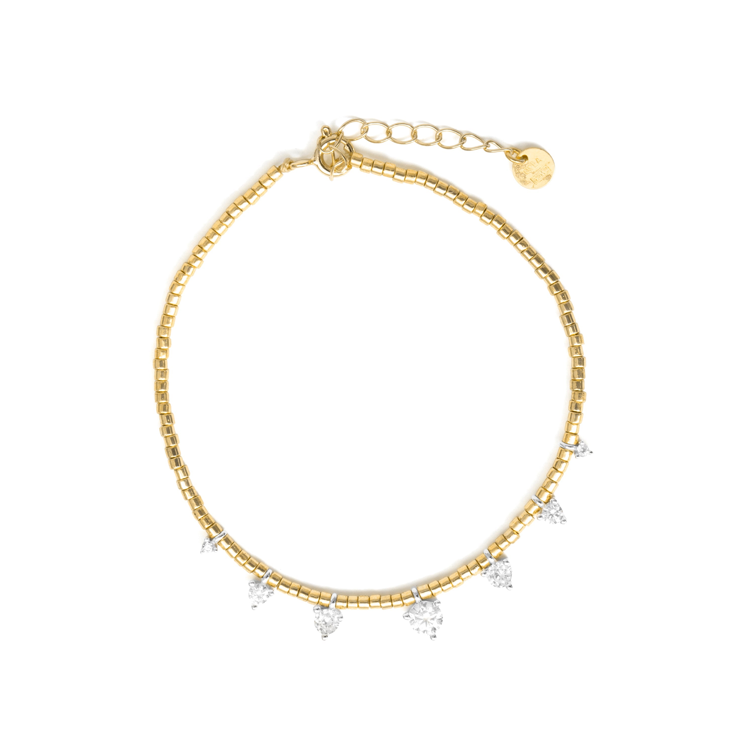 Pulsera de Plata de Ley 925 y Circonita Brillante acabado en oro amarillo de 18k - Coyra
