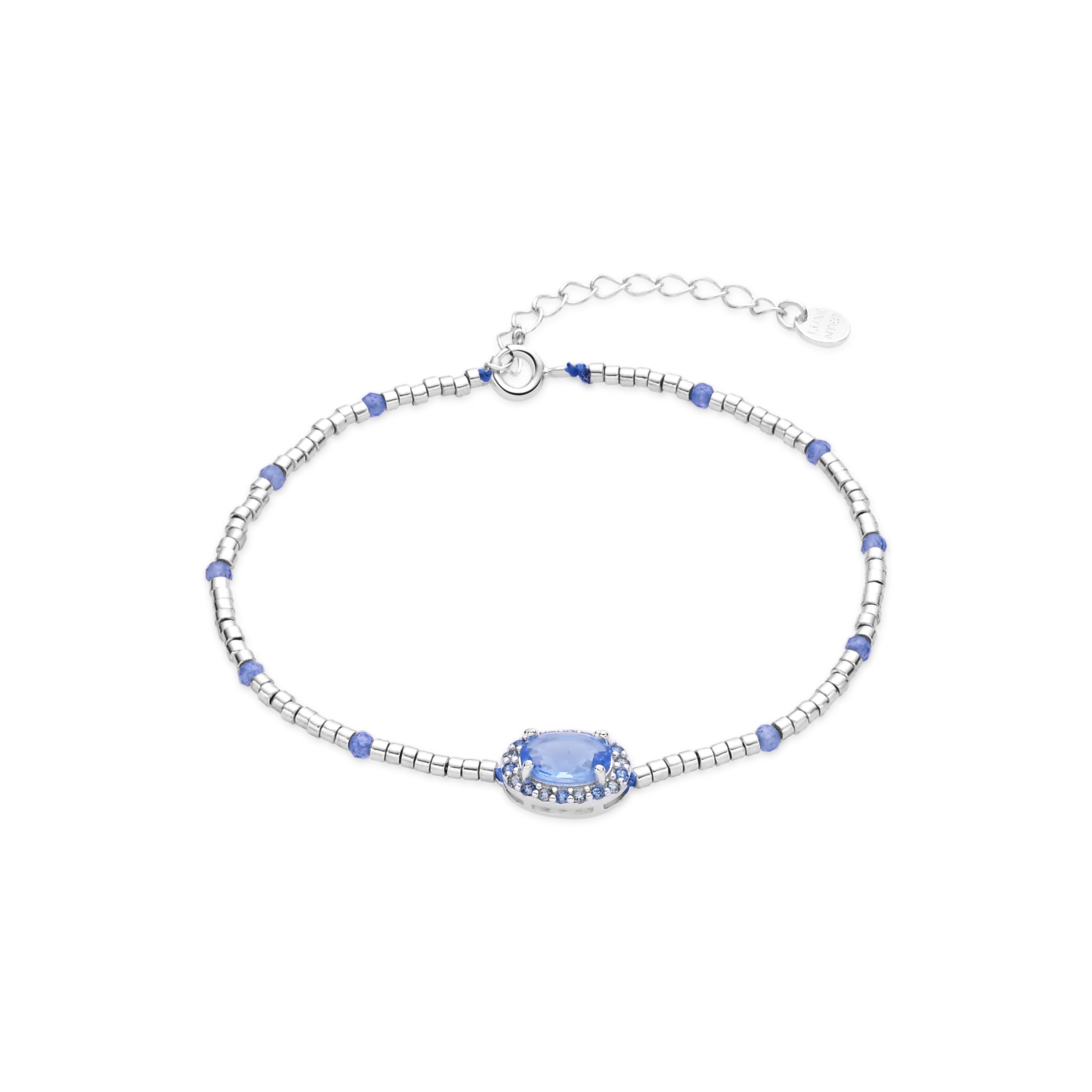 925 Sterling Silver and Blue Zirconia Rhodium Plated Bracelet - Simder