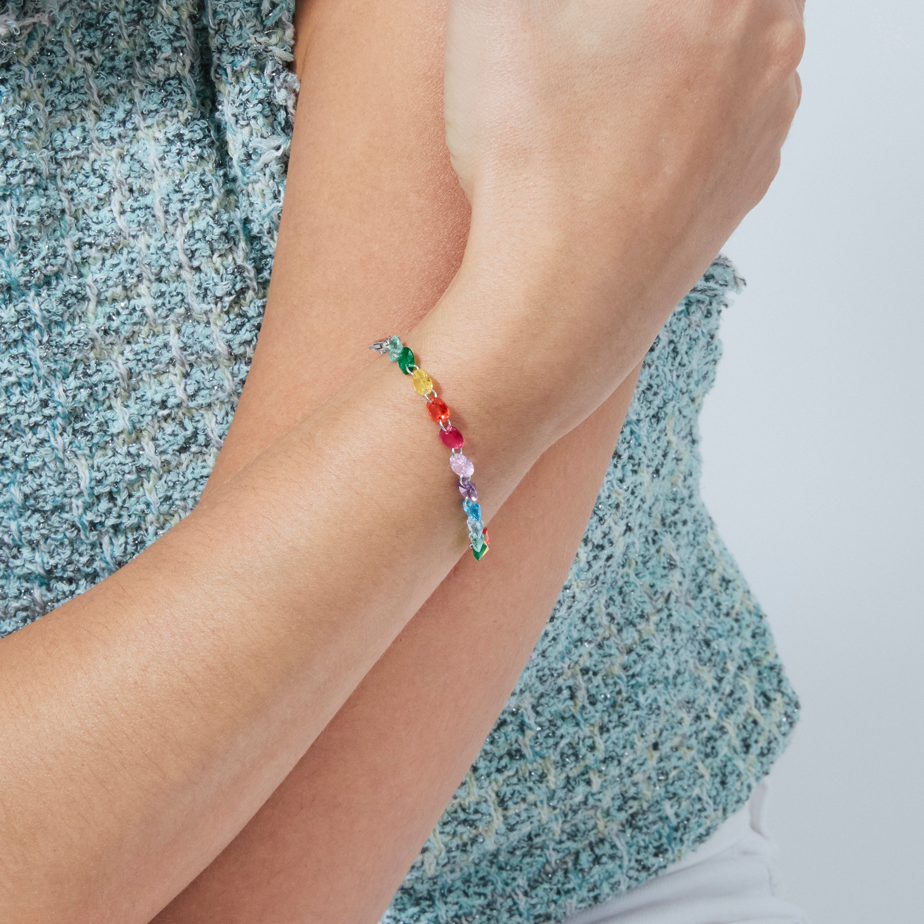 925 Sterling Silver and Hydrothermal Multicolor Quartz bracelet with rhodium finish - Rasyes