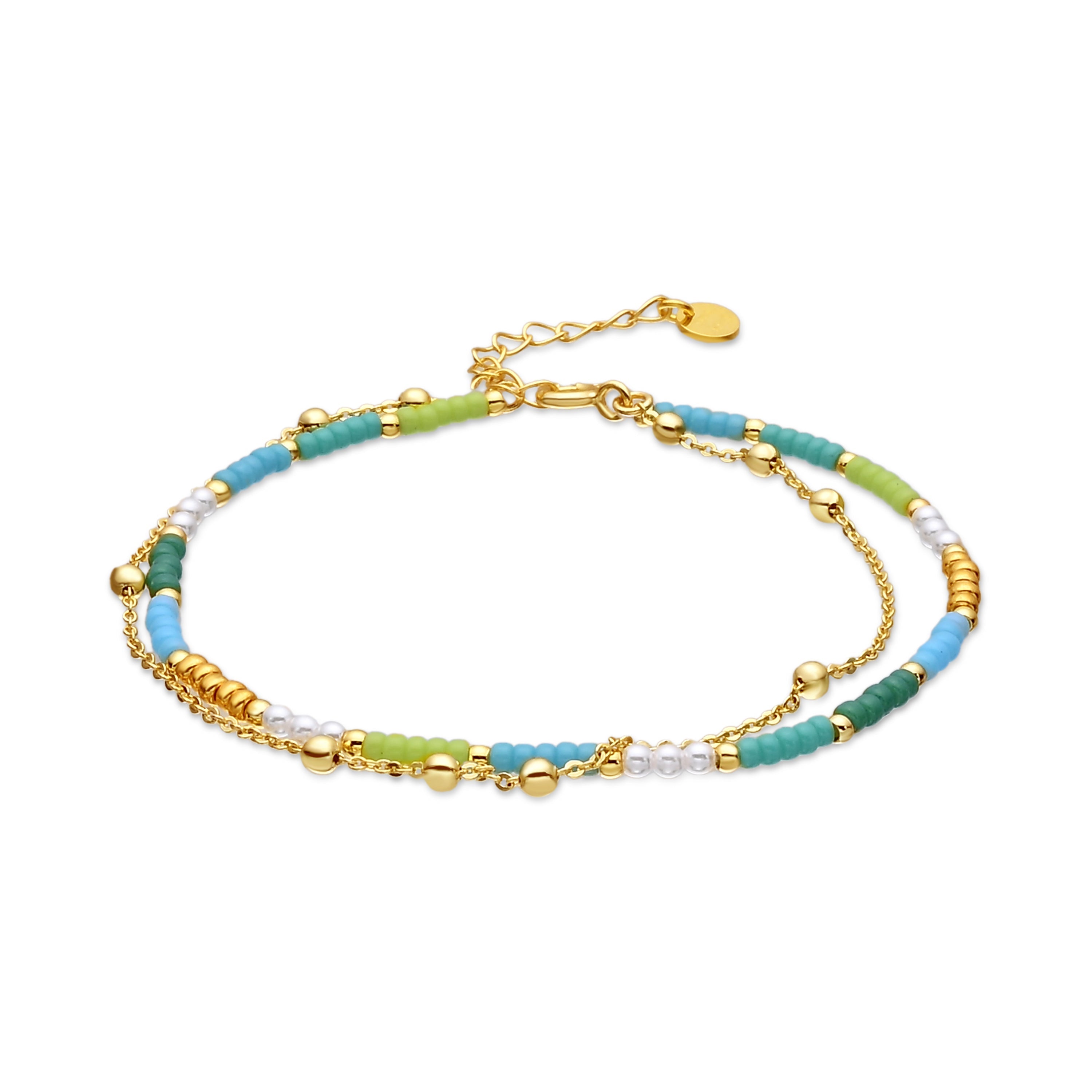 925 Sterling Silver Bracelet with Green Crystal and 18k Yellow Gold Finish - Likil