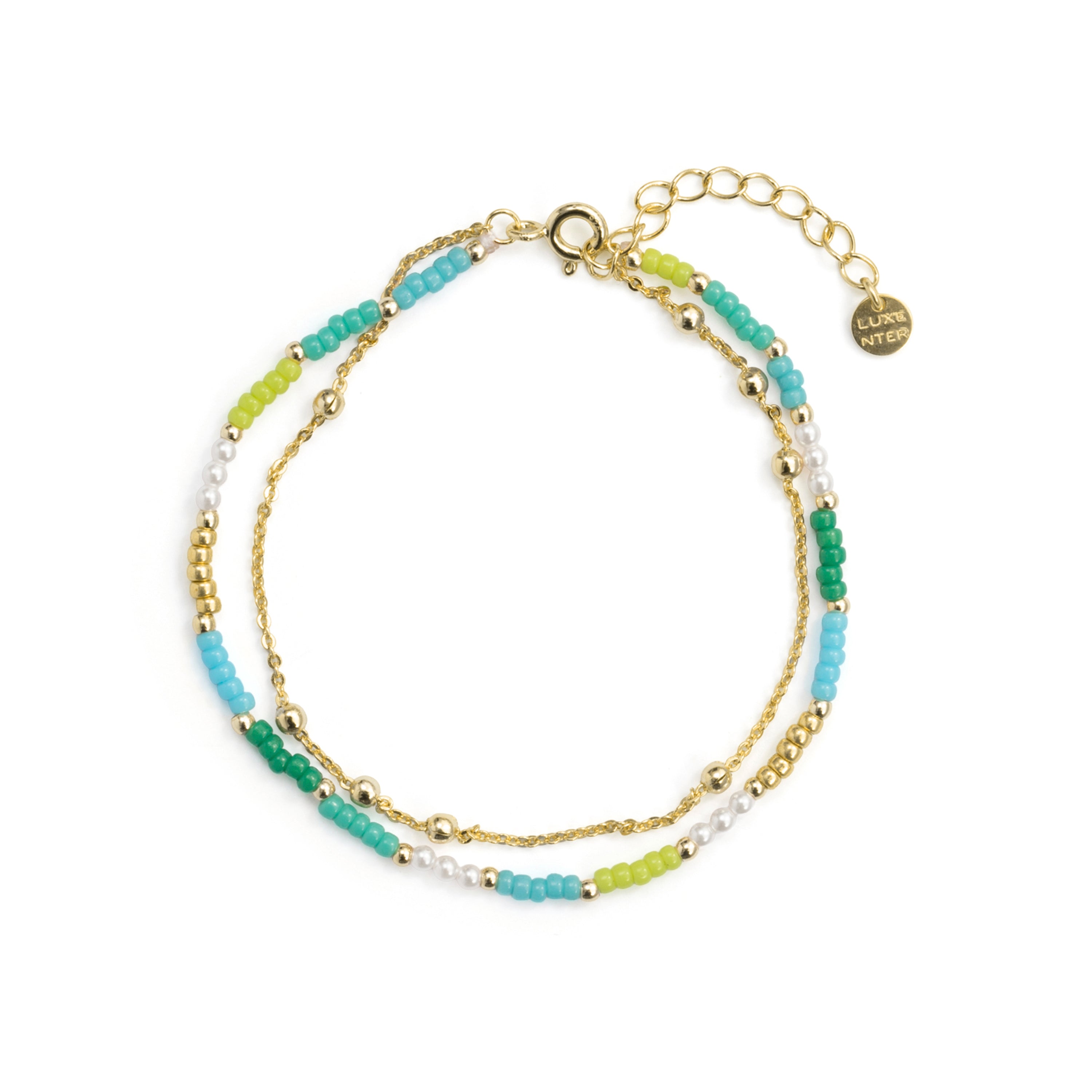 925 Sterling Silver Bracelet with Green Crystal and 18k Yellow Gold Finish - Likil