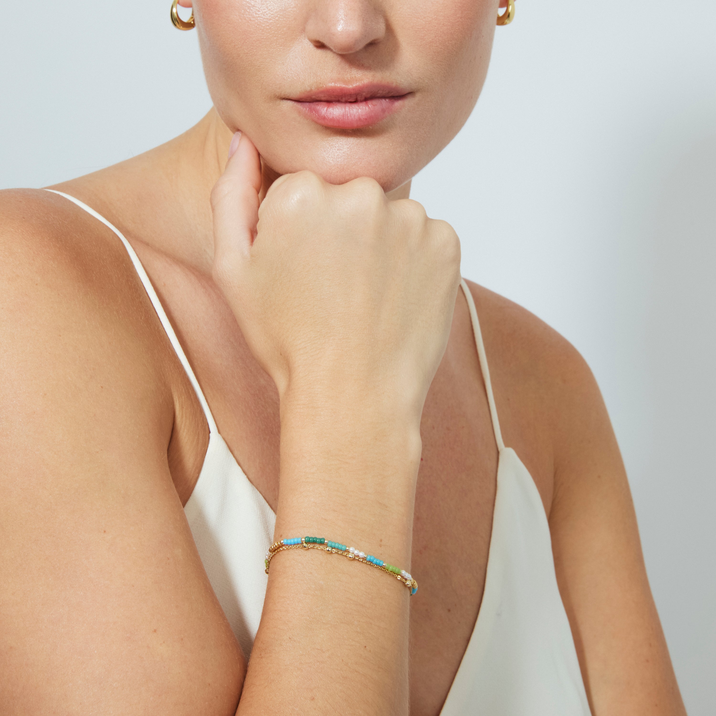 925 Sterling Silver Bracelet with Green Crystal and 18k Yellow Gold Finish - Likil