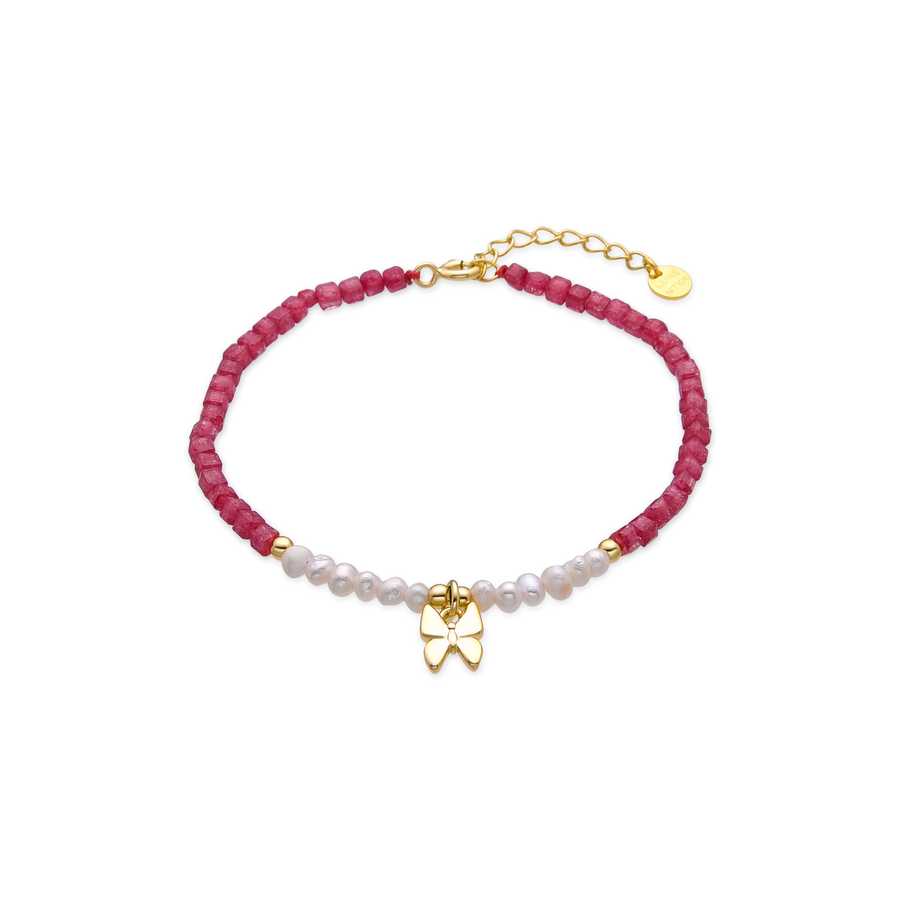 925 Sterling Silver and White Pearl Bracelet, 18k Yellow Gold Finish - Gama