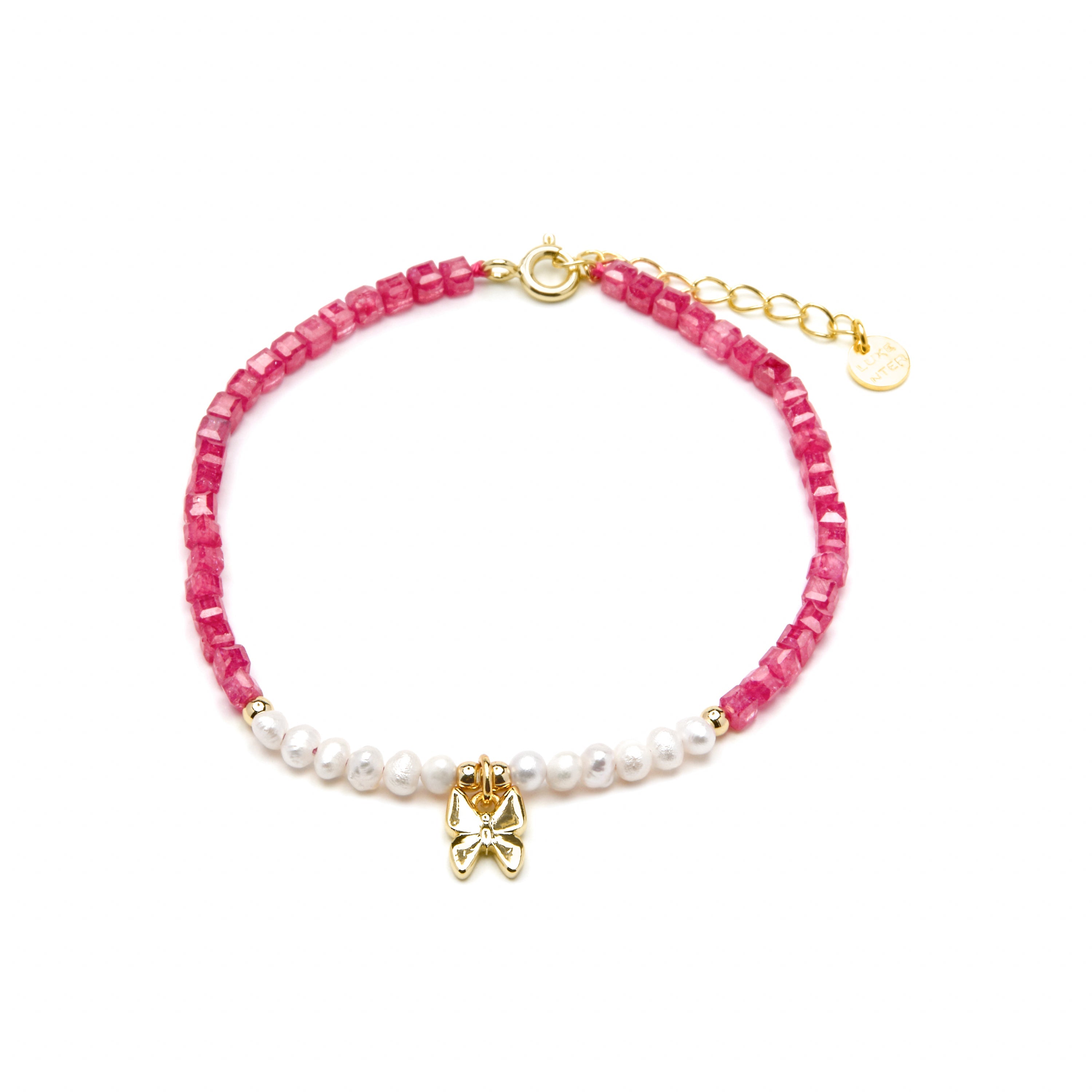925 Sterling Silver and White Pearl Bracelet, 18k Yellow Gold Finish - Gama