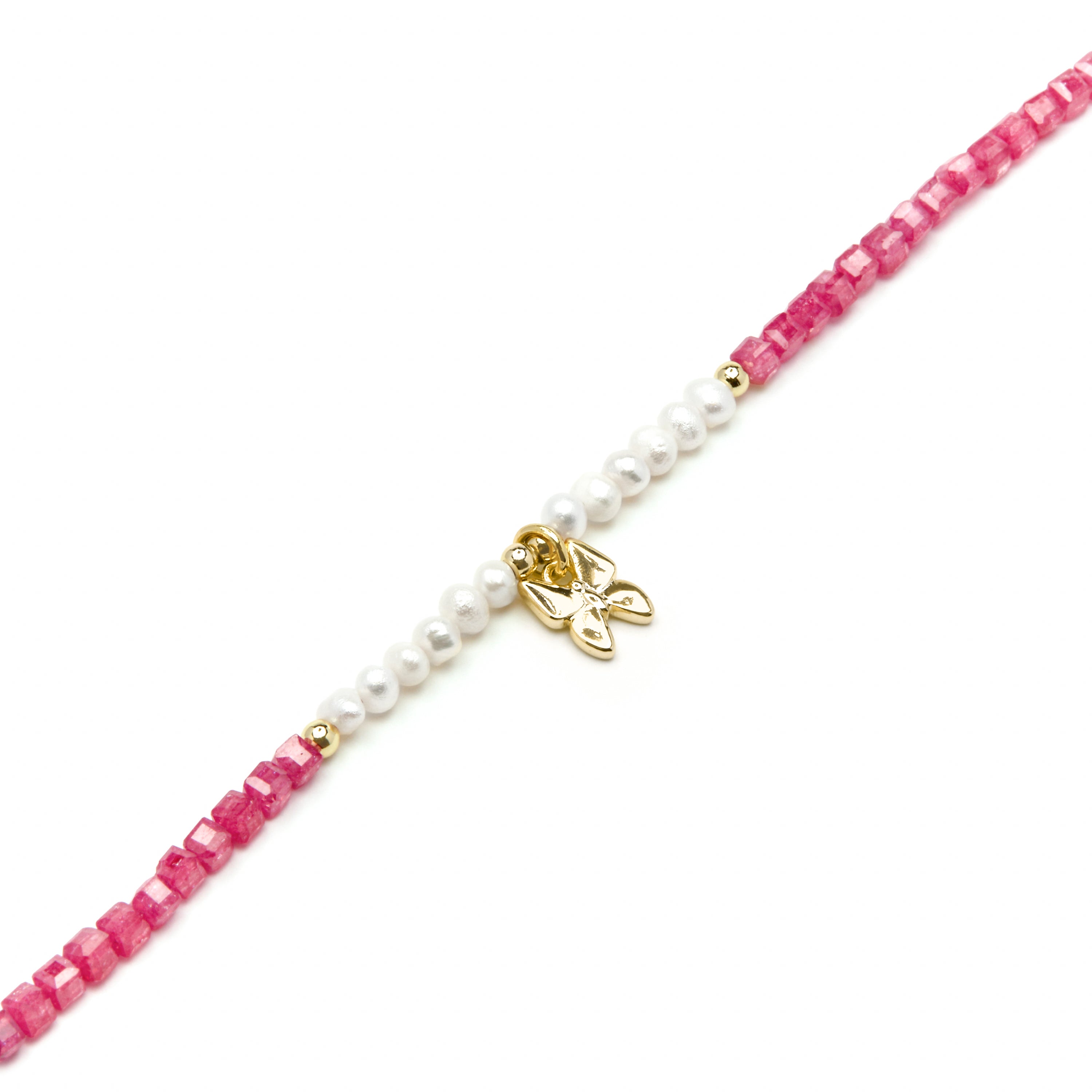 925 Sterling Silver and White Pearl Bracelet, 18k Yellow Gold Finish - Gama