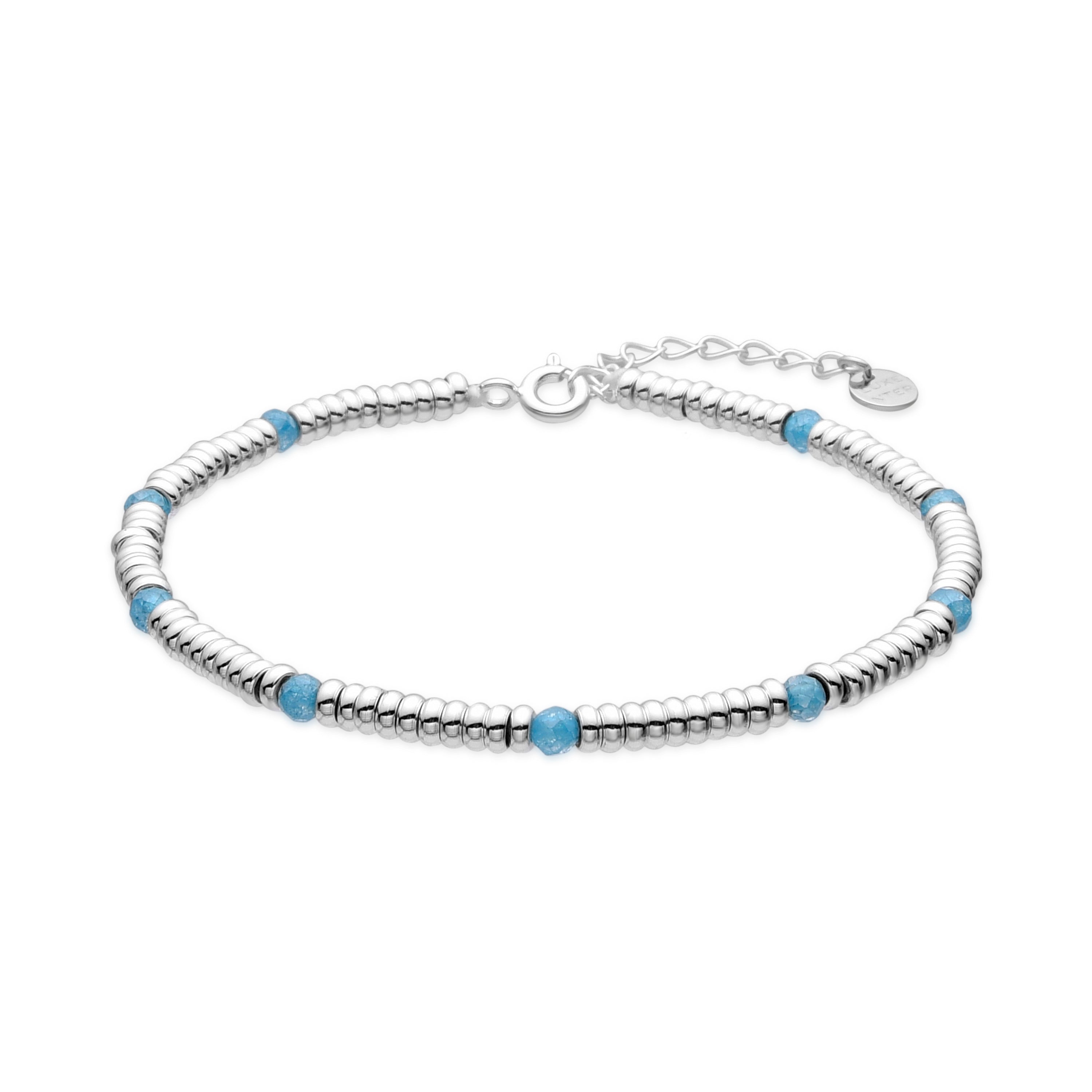 925 Sterling Silver and Aquamarine Zirconia Bracelet with Rhodium Finish - Deli