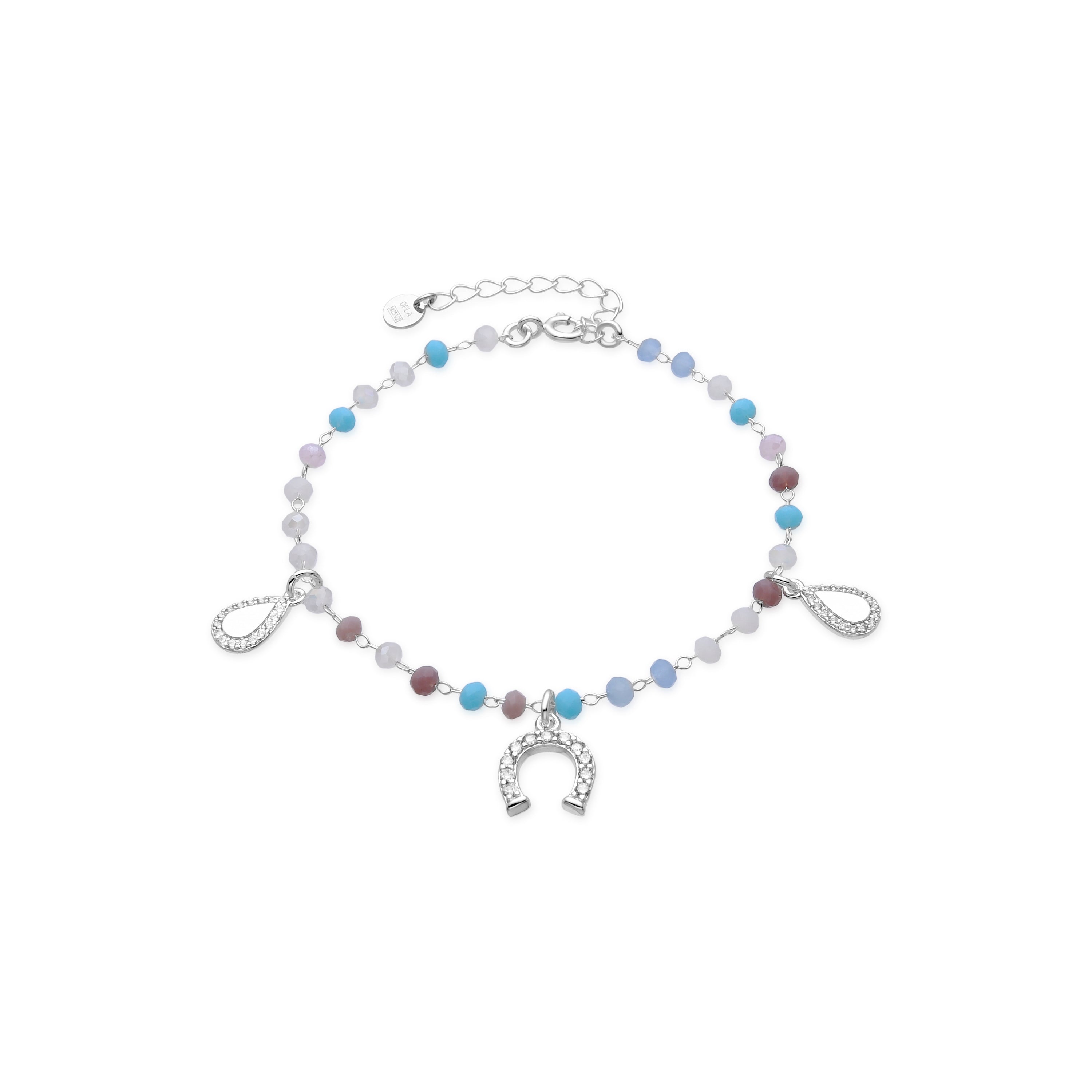 925 Sterling Silver and Aquamarine Zirconia Bracelet with Rhodium Finish - Neusne