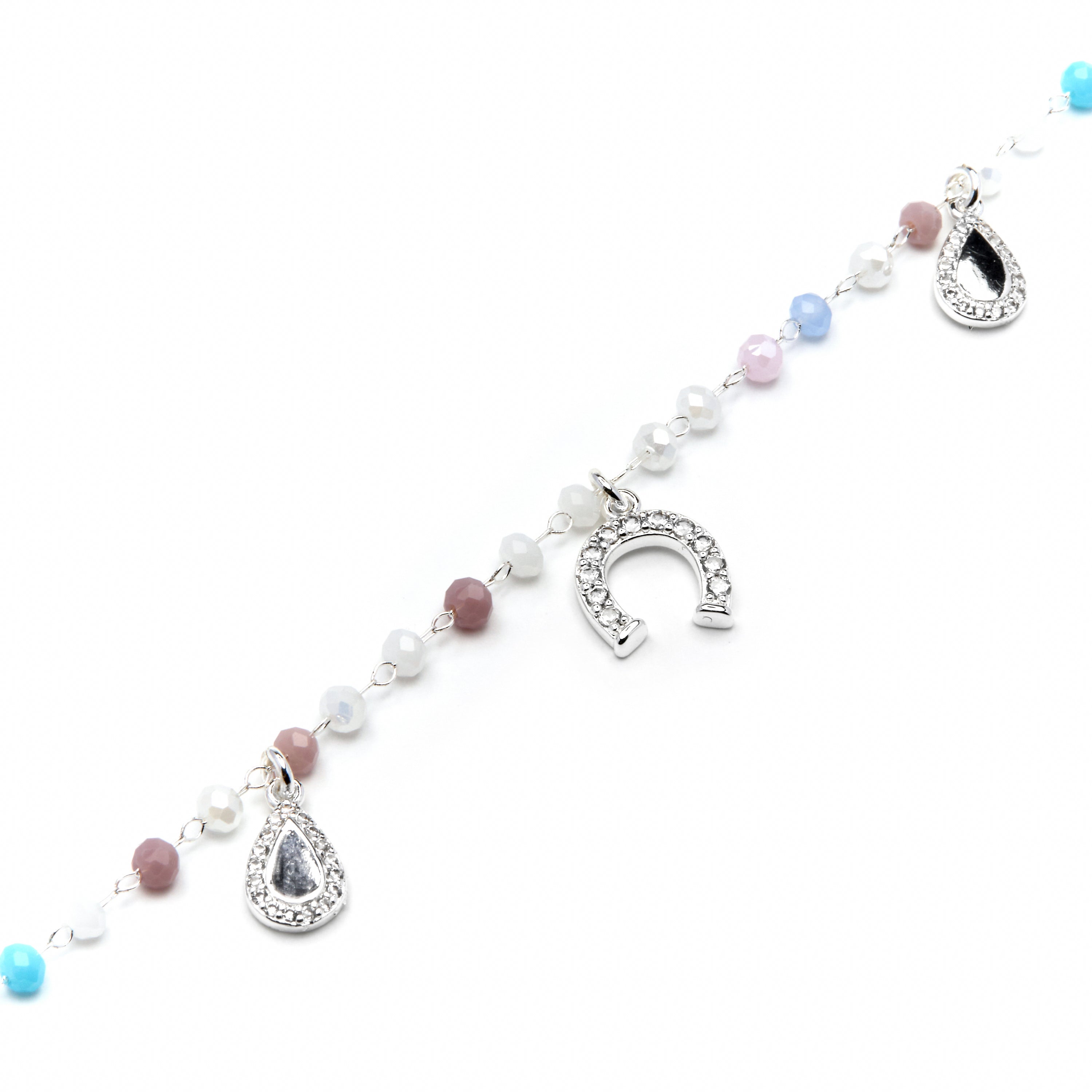 925 Sterling Silver and Aquamarine Zirconia Bracelet with Rhodium Finish - Neusne