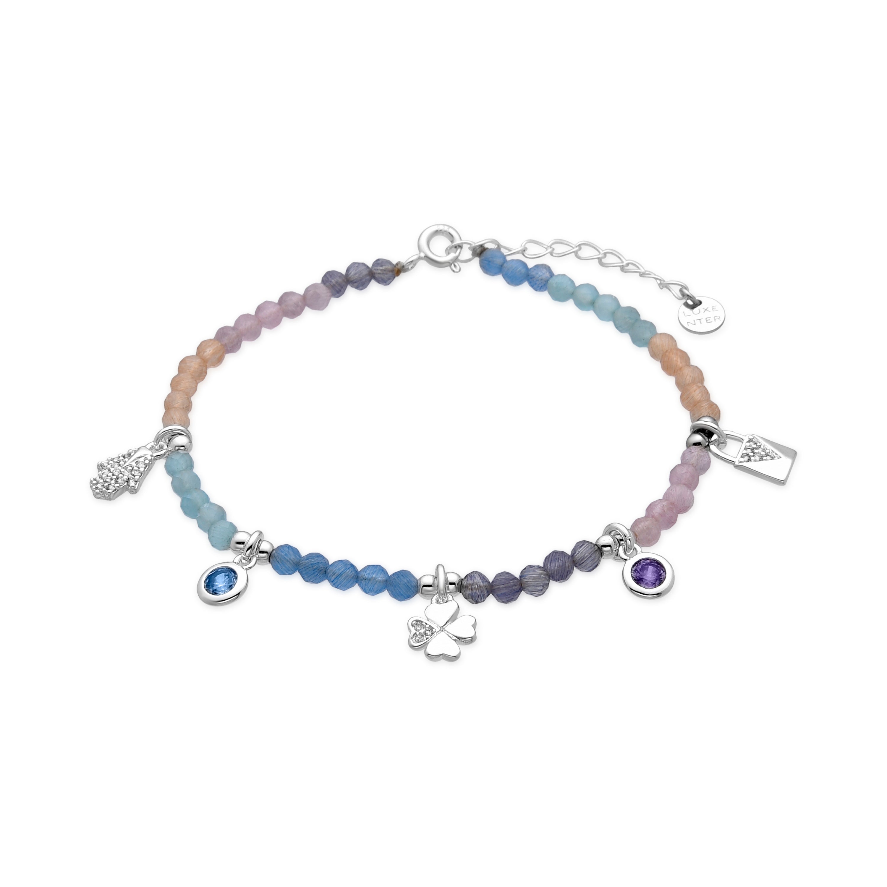 925 Sterling Silver and Multicolor Crystal Bracelet with Rhodium Finish - Muza