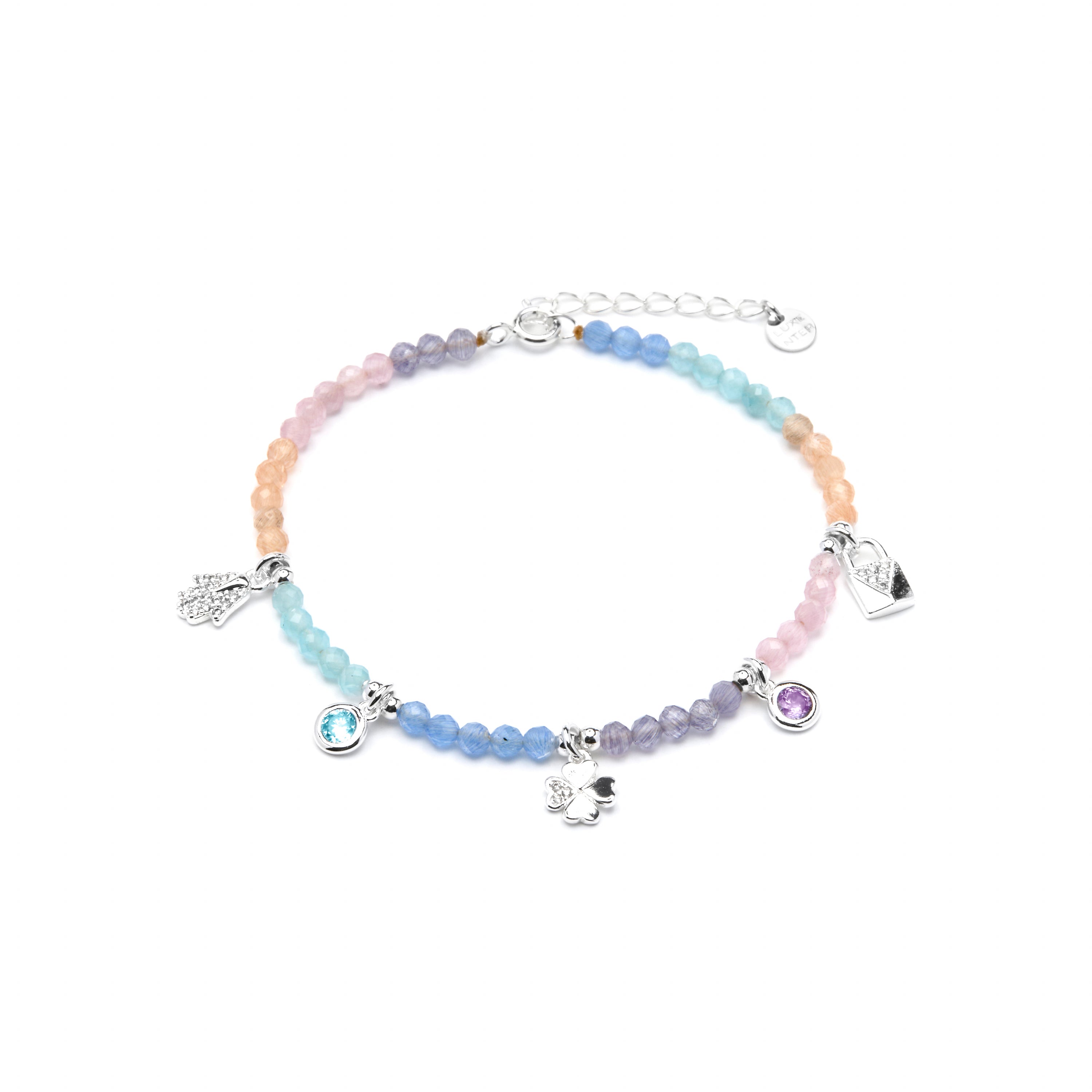 Pulseira em Prata de Lei 925 e Cristal Multicolorido com acabamento a ródio - Muza
