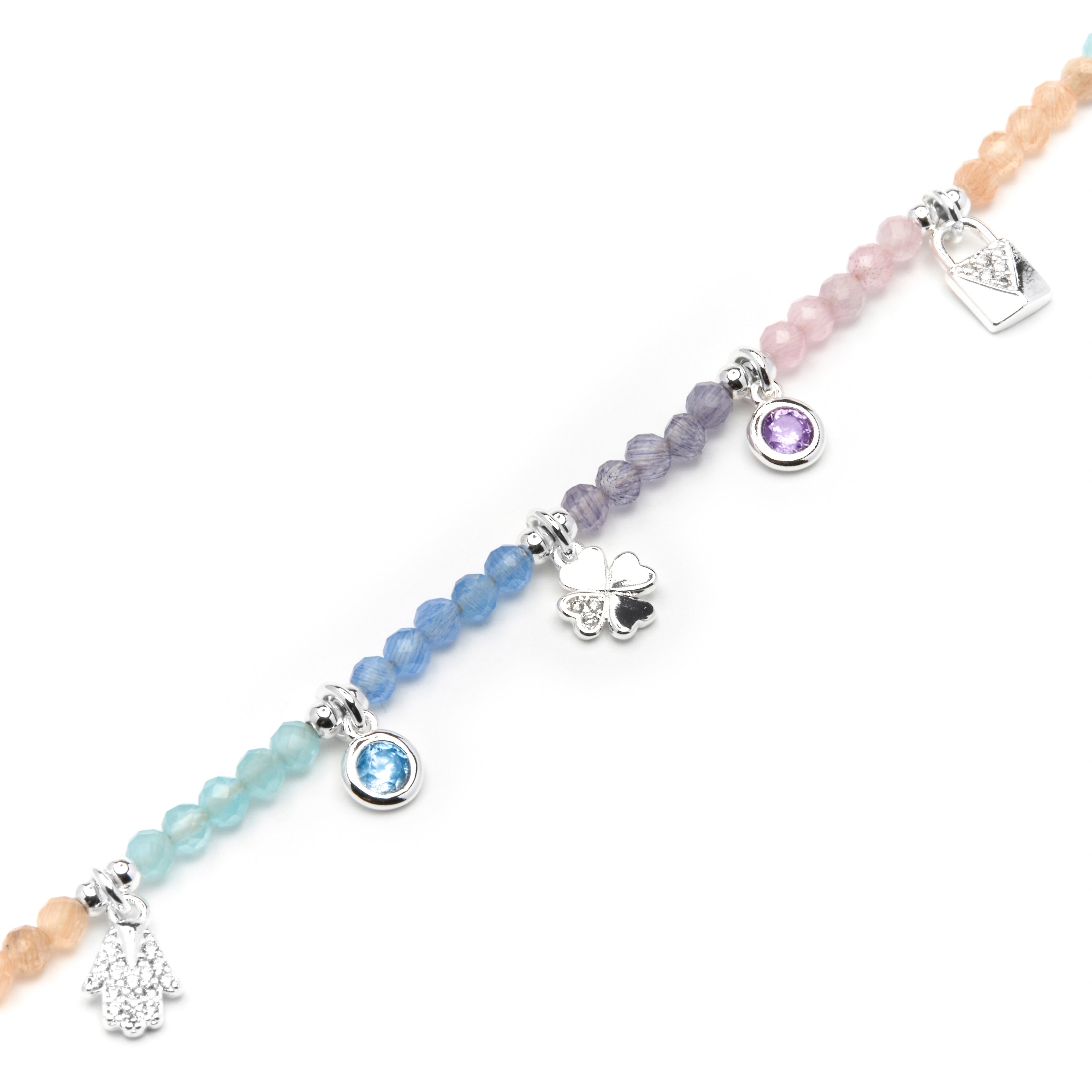 Pulseira em Prata de Lei 925 e Cristal Multicolorido com acabamento a ródio - Muza