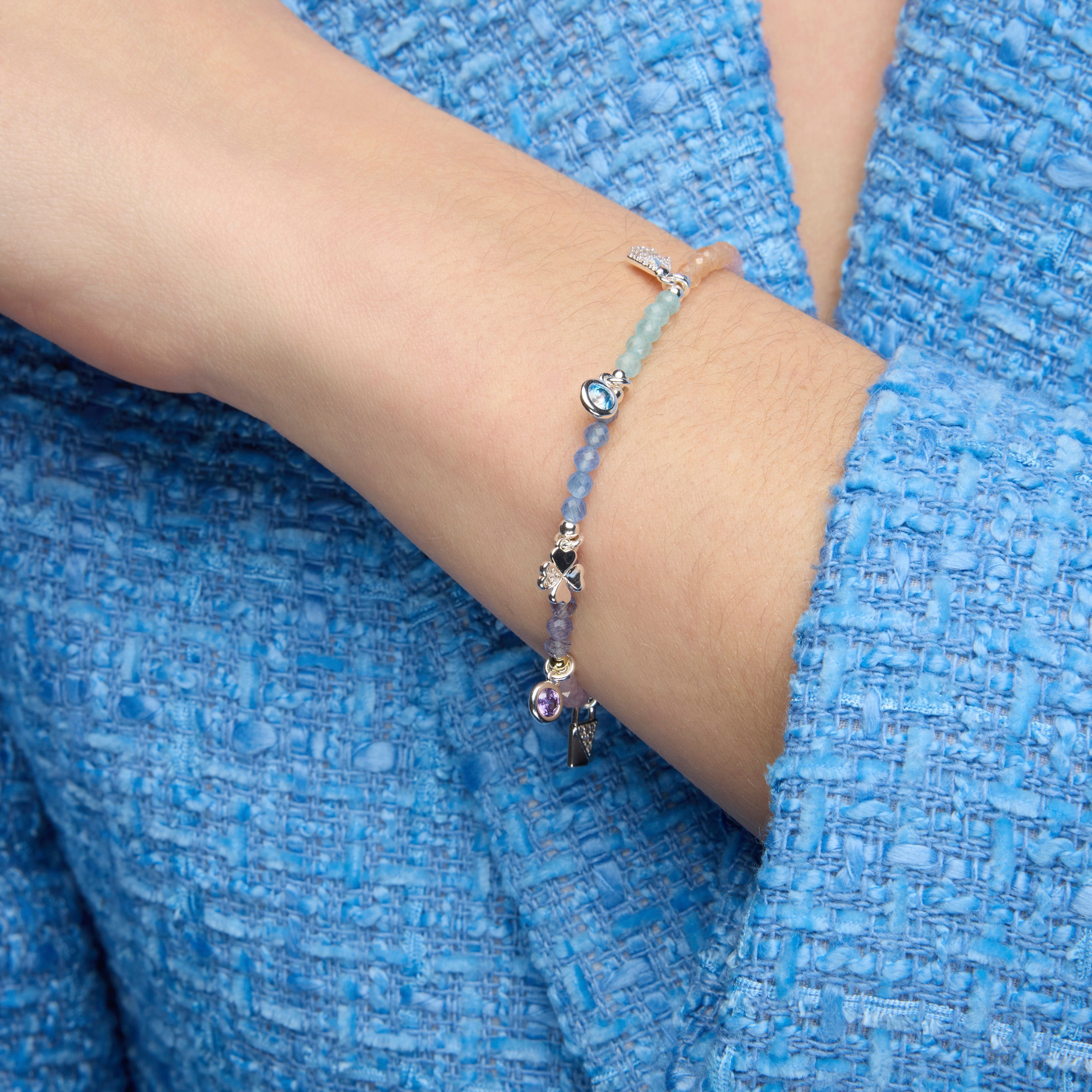 Pulseira em Prata de Lei 925 e Cristal Multicolorido com acabamento a ródio - Muza
