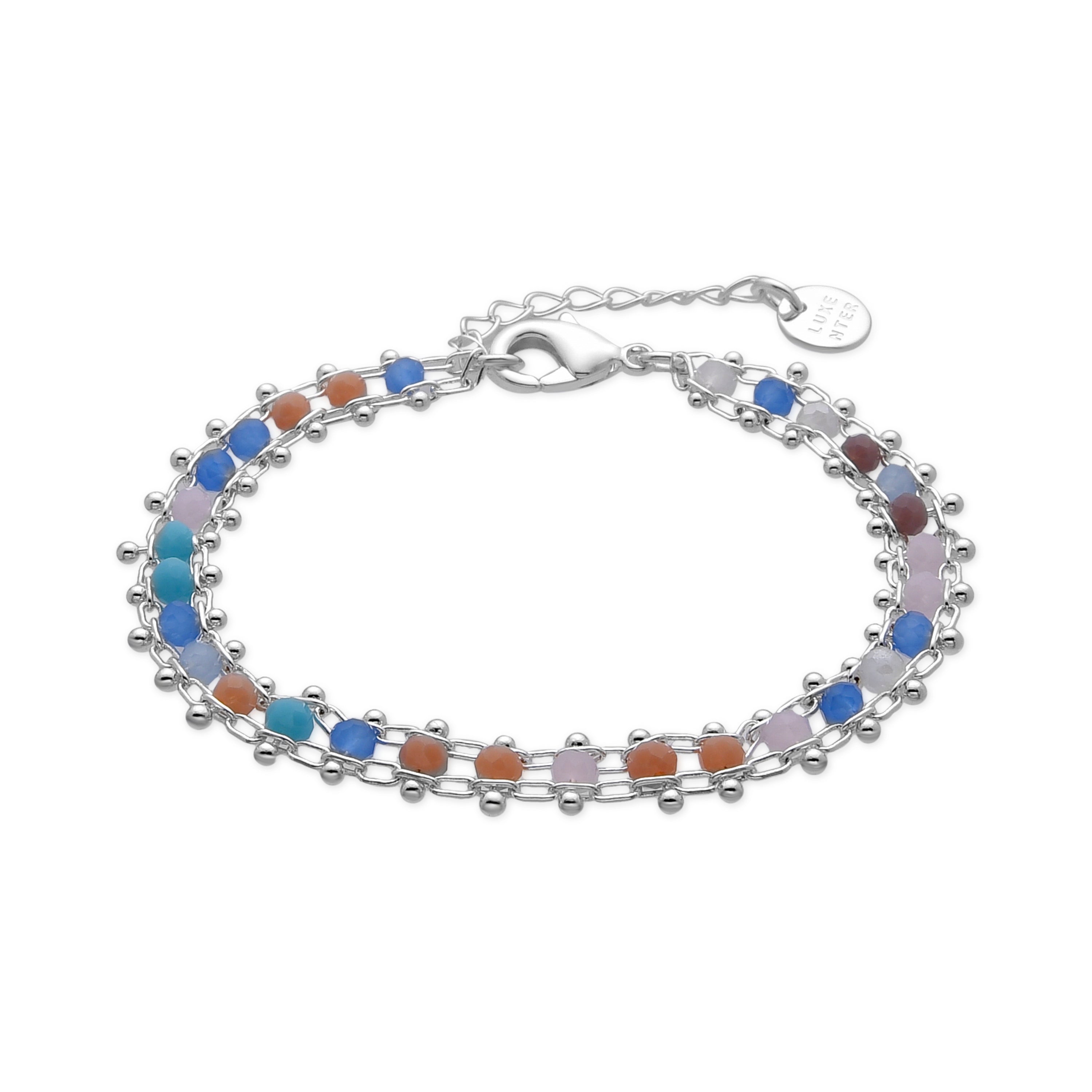 925 Sterling Silver and Multicolor Crystal Bracelet with Rhodium Finish - Yub
