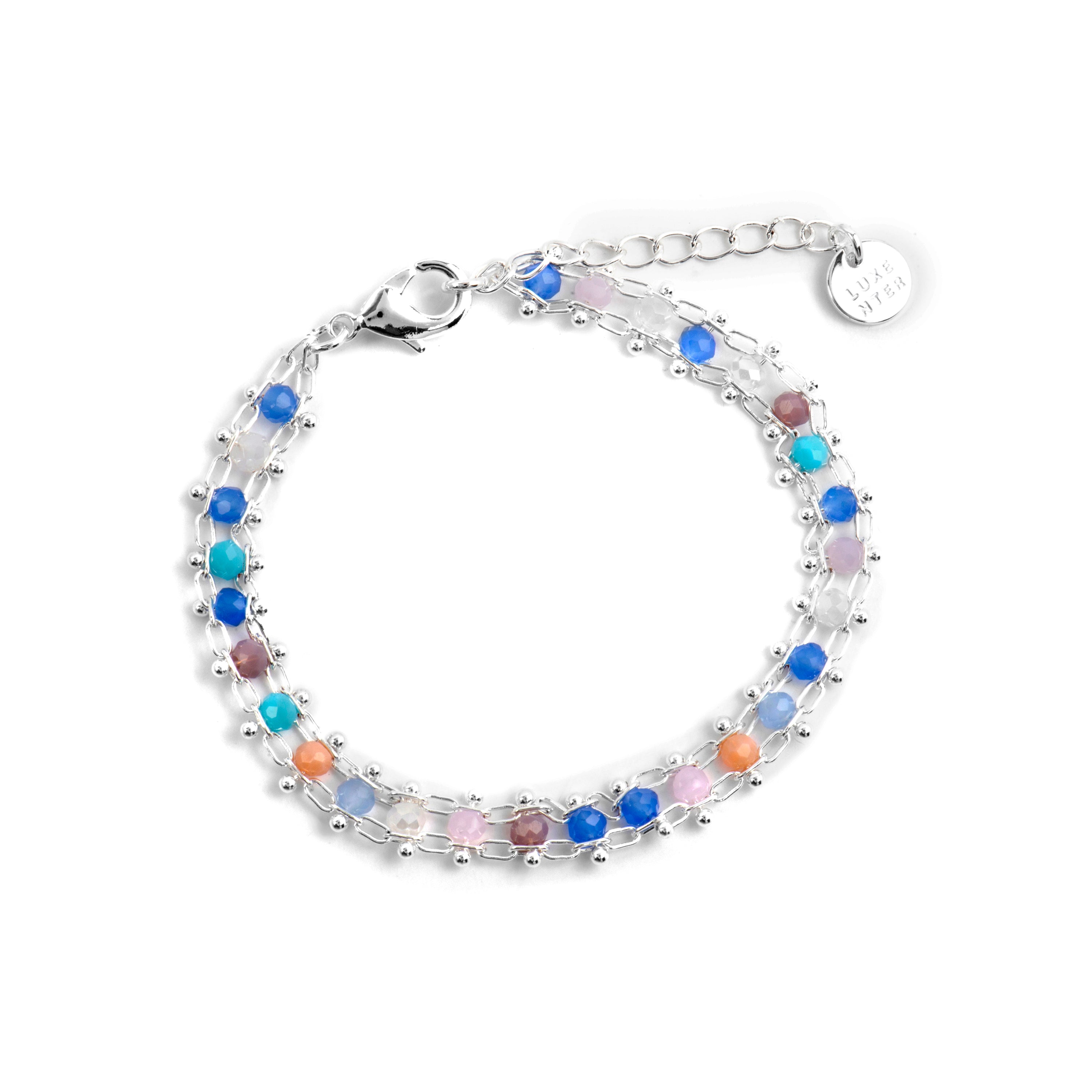 925 Sterling Silver and Multicolor Crystal Bracelet with Rhodium Finish - Yub