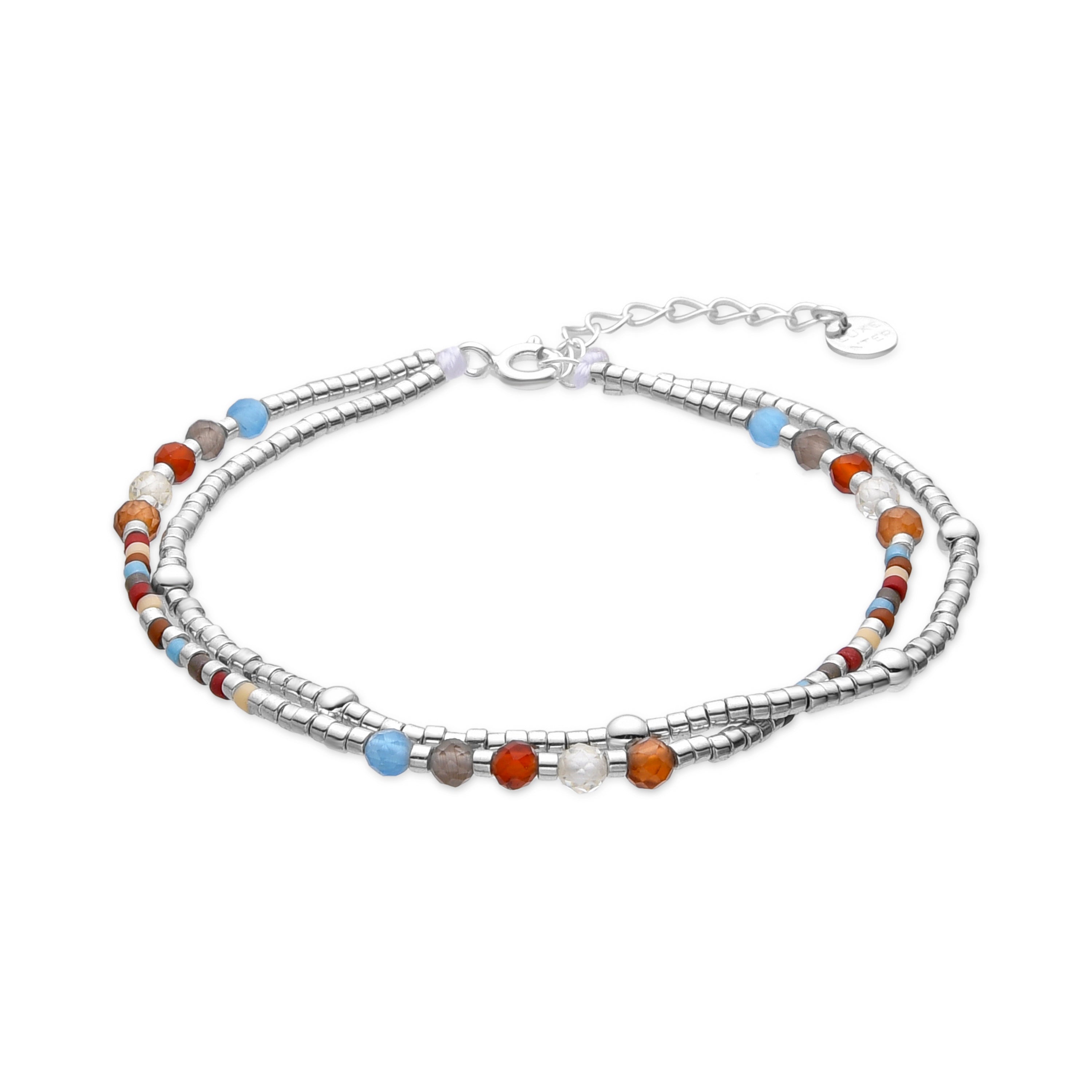 925 Sterling Silver and Garnet Crystal Bracelet with Rhodium Finish - Lareth