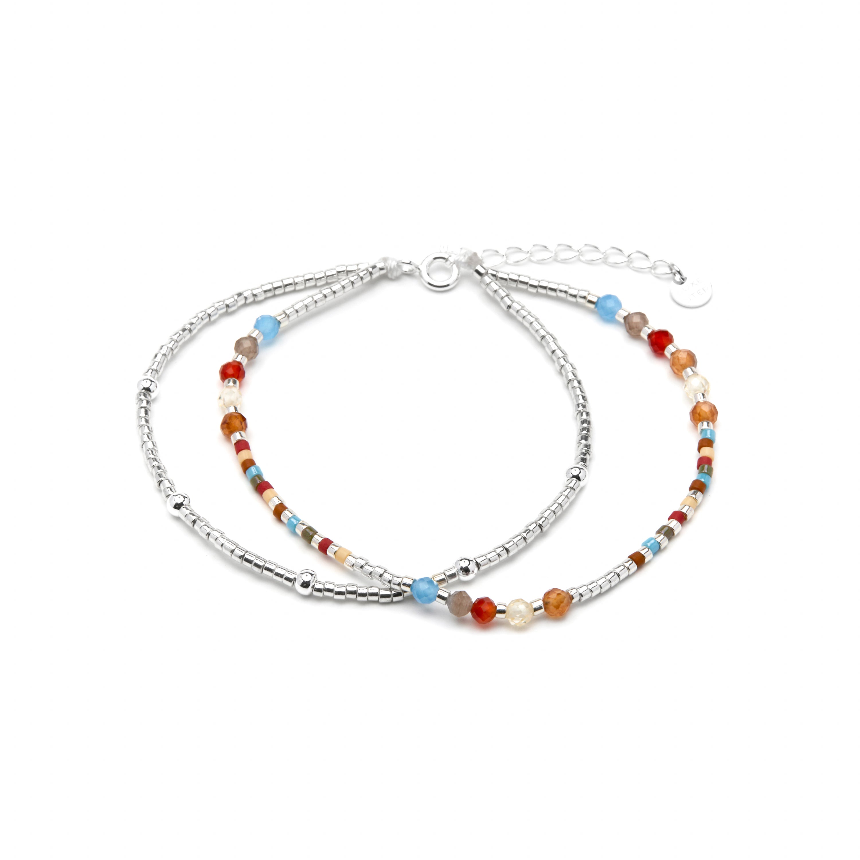 925 Sterling Silver and Garnet Crystal Bracelet with Rhodium Finish - Lareth
