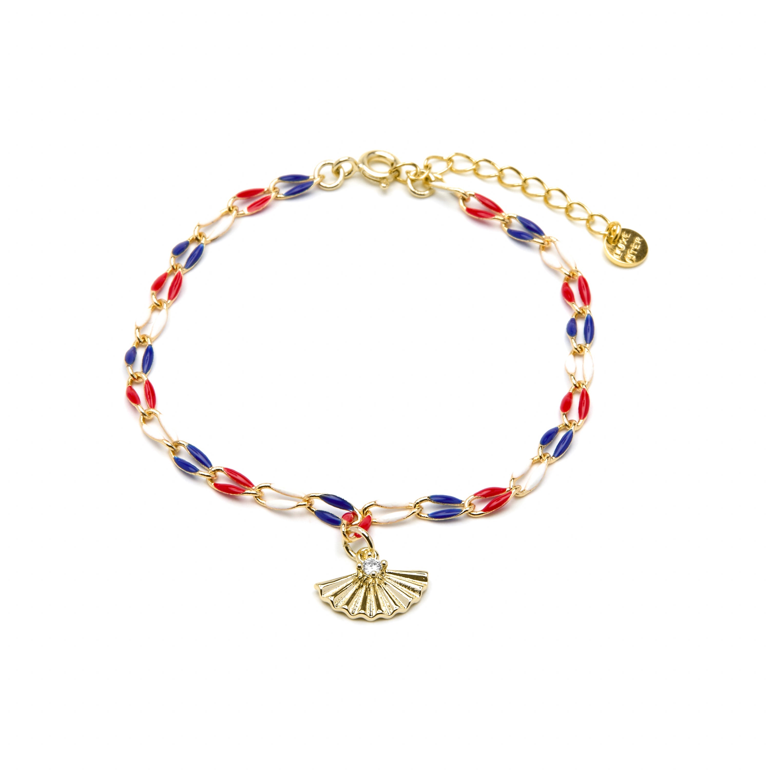 925 Sterling Silver and Multicolor Lacquer Bracelet with 18k Yellow Gold Finish - Xibruk