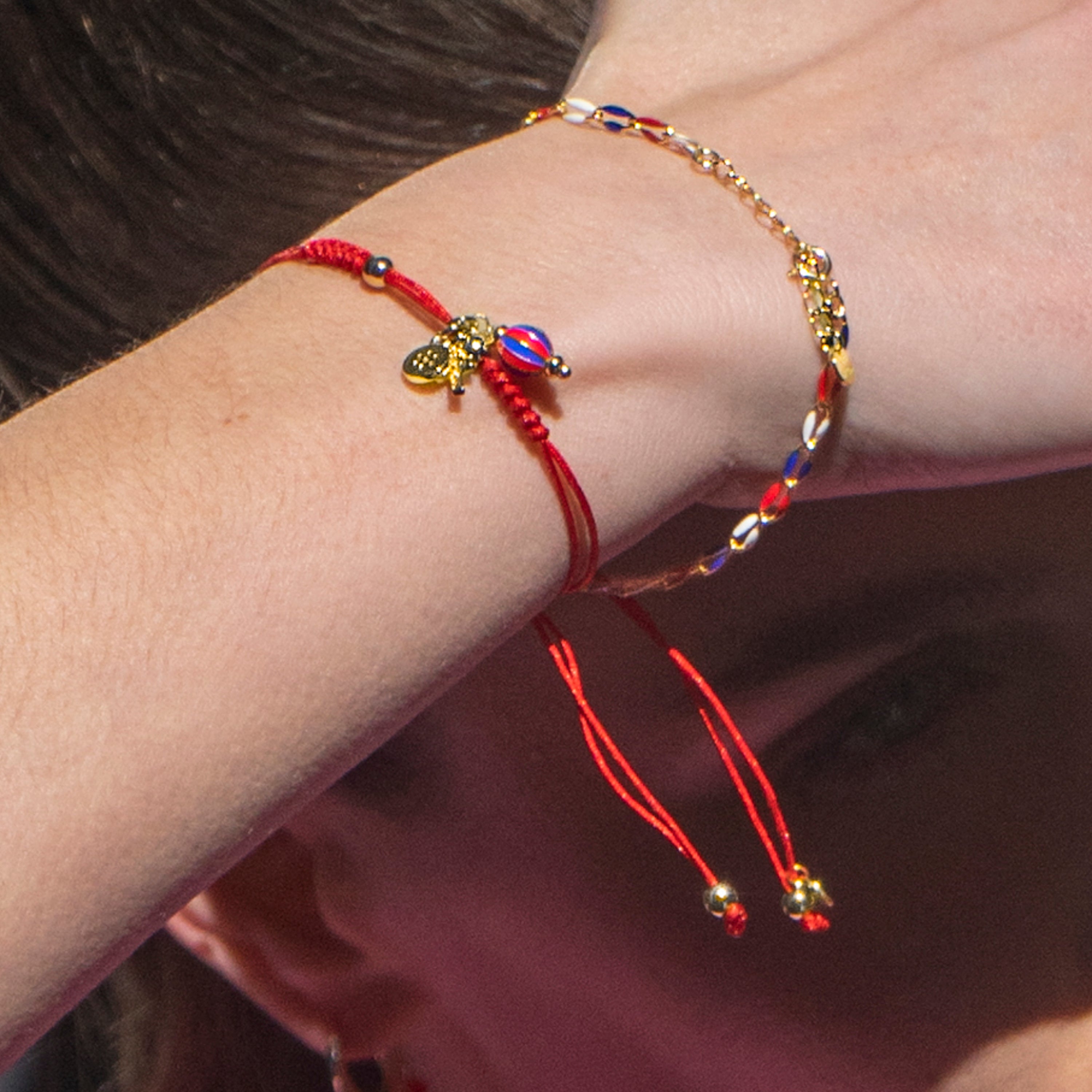 925 Sterling Silver and Multicolor Lacquer Bracelet with 18k Yellow Gold Finish - Xibruk